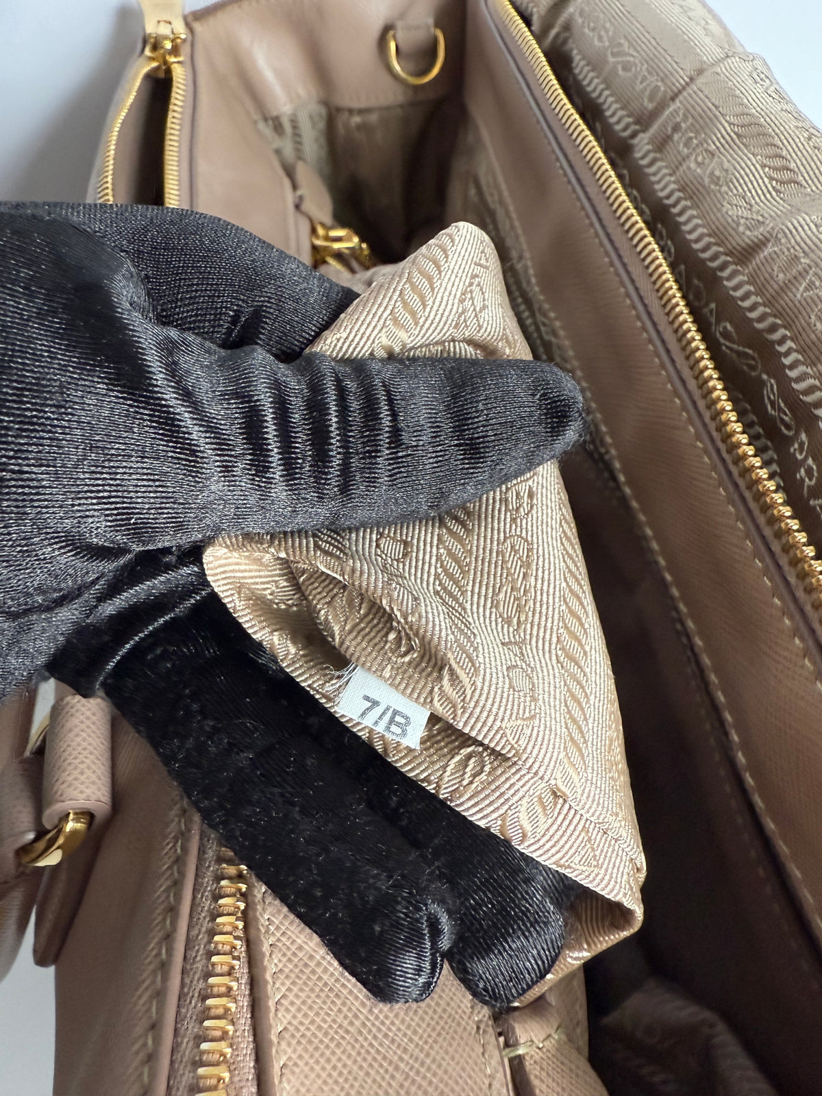 Prada Saffiano Large Galleria Double Zip Tote Beige