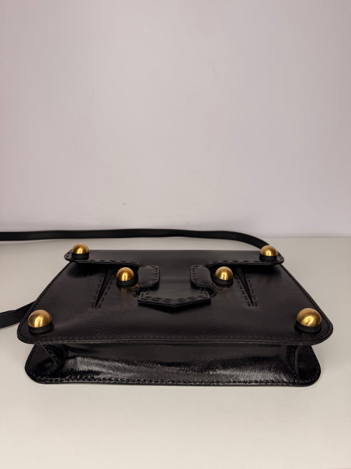 Fendi Glazed Calfskin Secret Code Crossbody Black