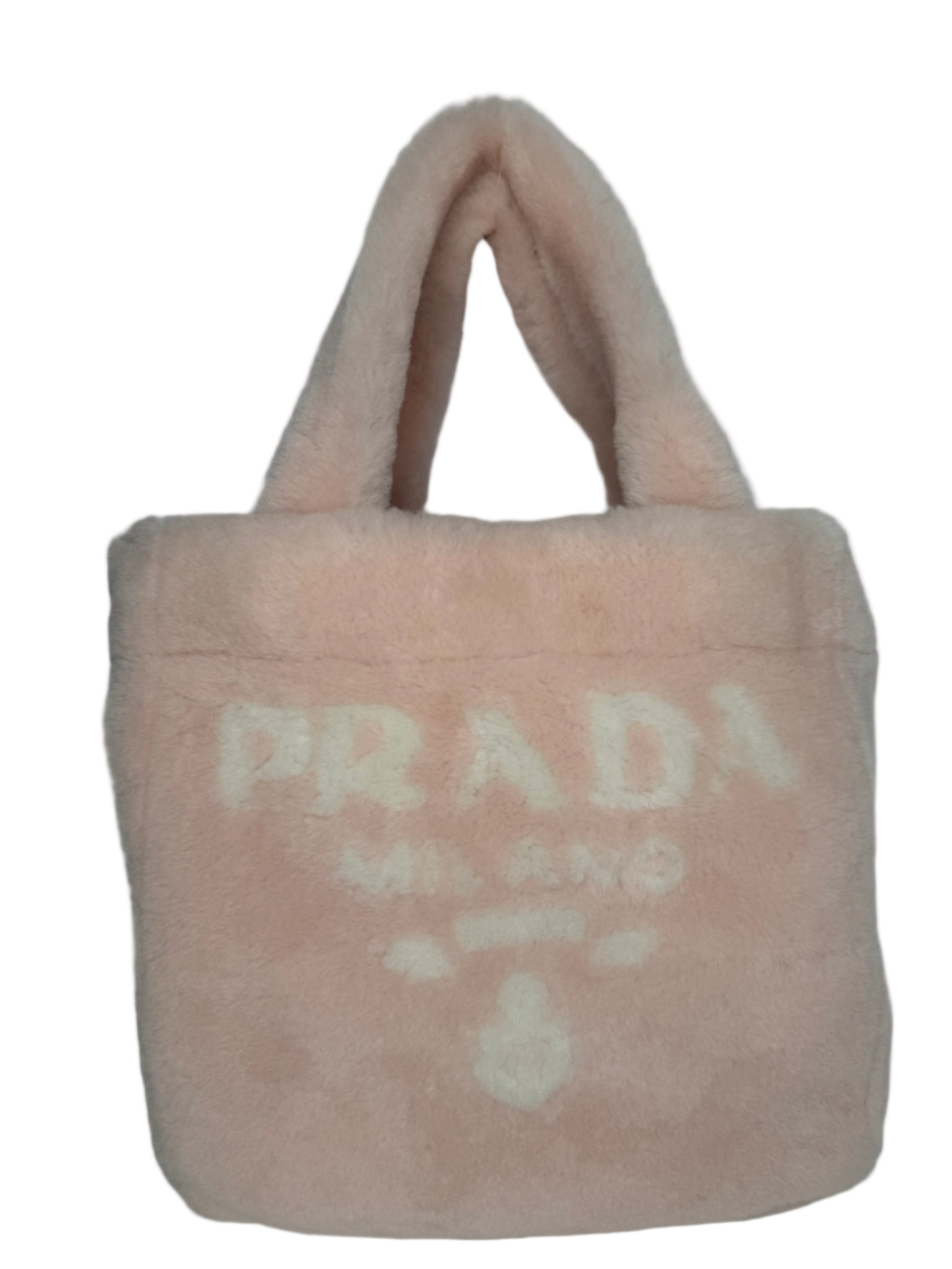 Prada Terry Pink Shearling Small Tote with Pouch