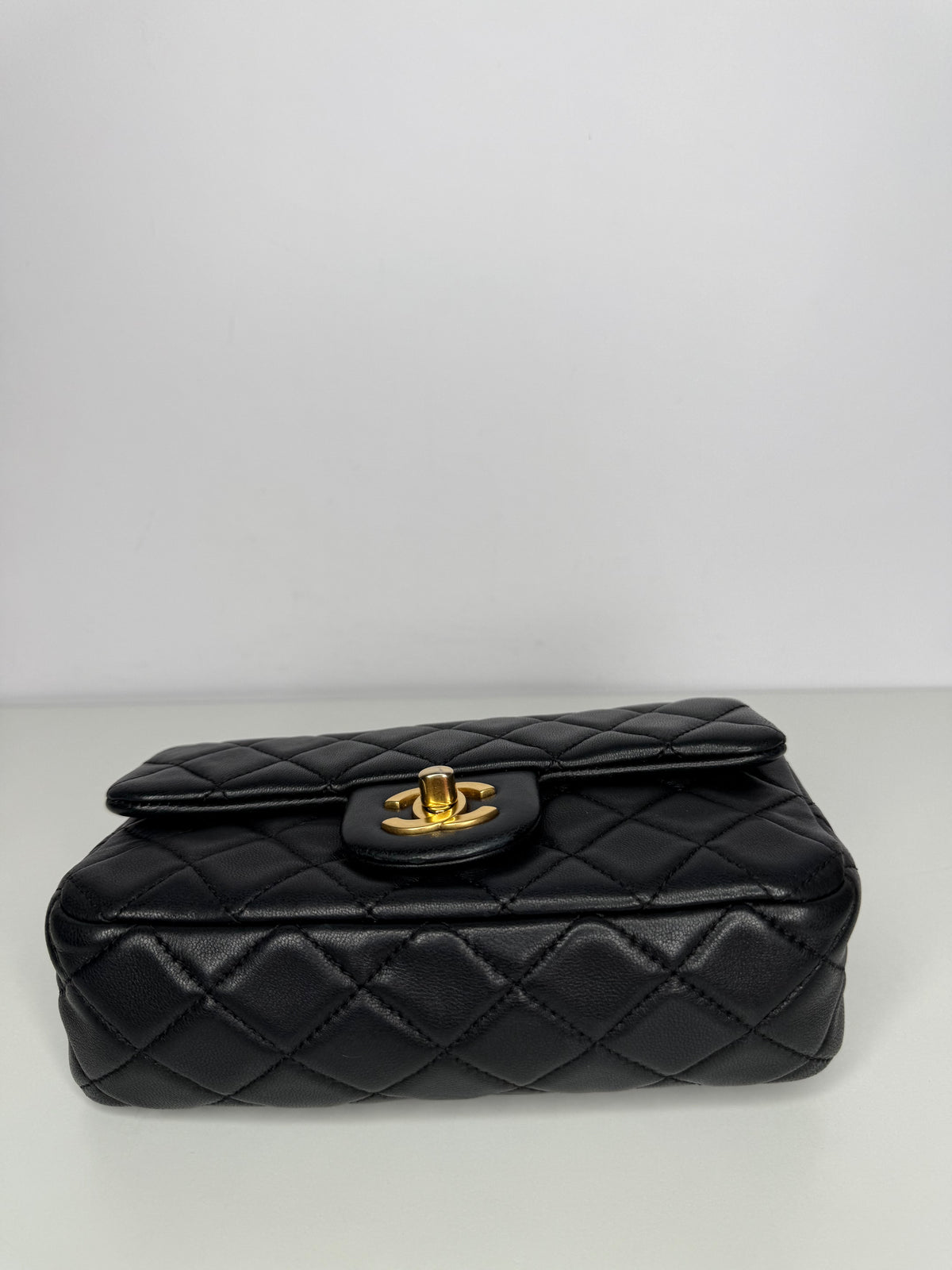 Chanel Mini Pearl Crush Square Flap in Black Quilted Lambskin