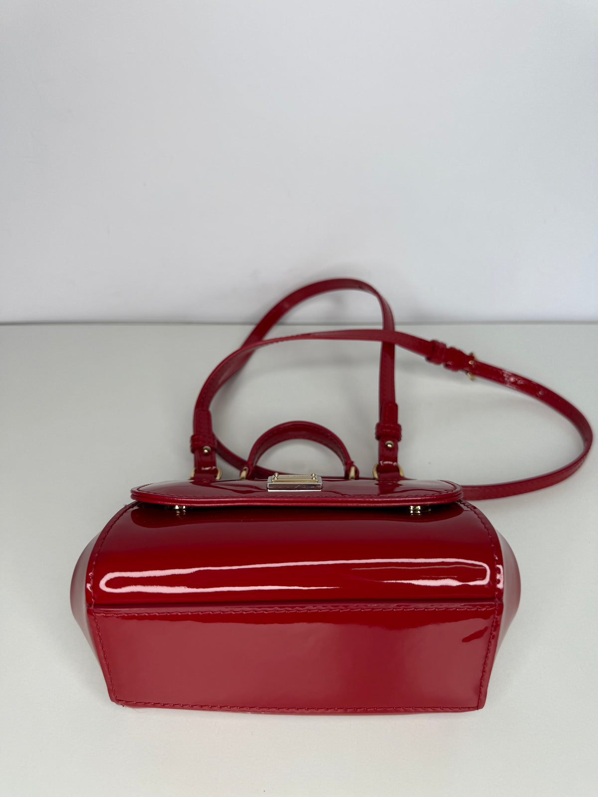 Dolce Gabbana Bambino Mini Sicily Red Patent Leather Crossbody Bag