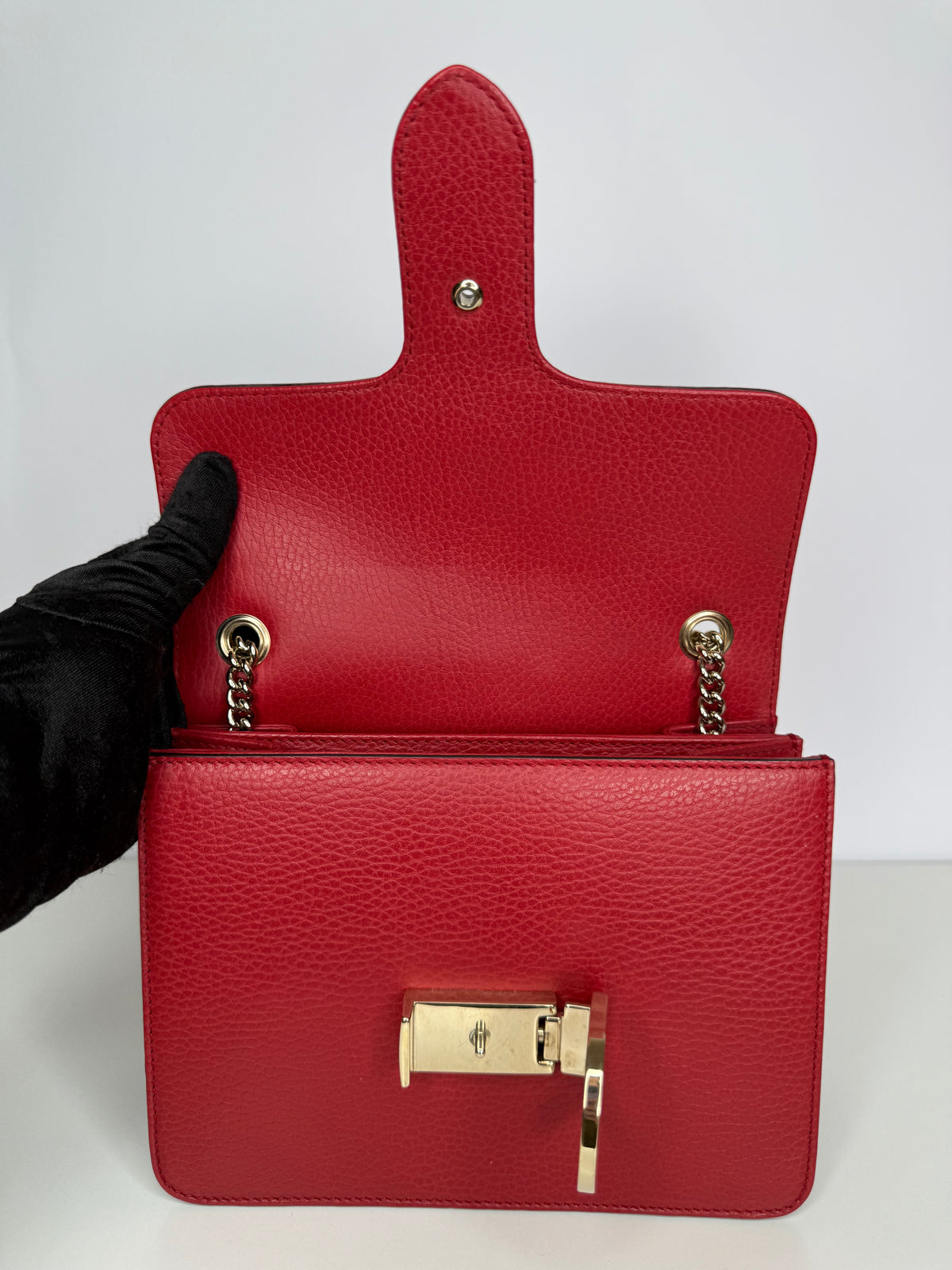 Gucci Red Dollar Calfskin Small Interlocking G Shoulder Bag