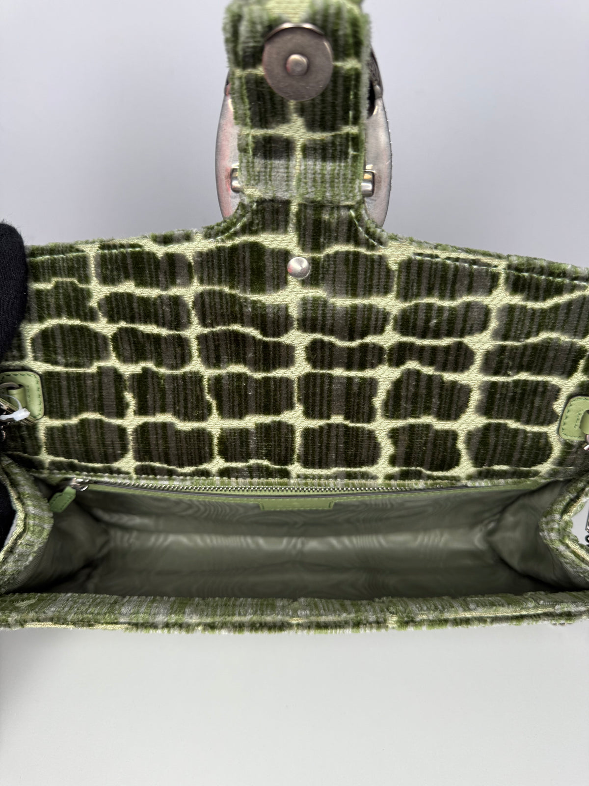 Gucci Limited Edition Dionysus Velvet Small Shoulder Bag In Green Croco Effect