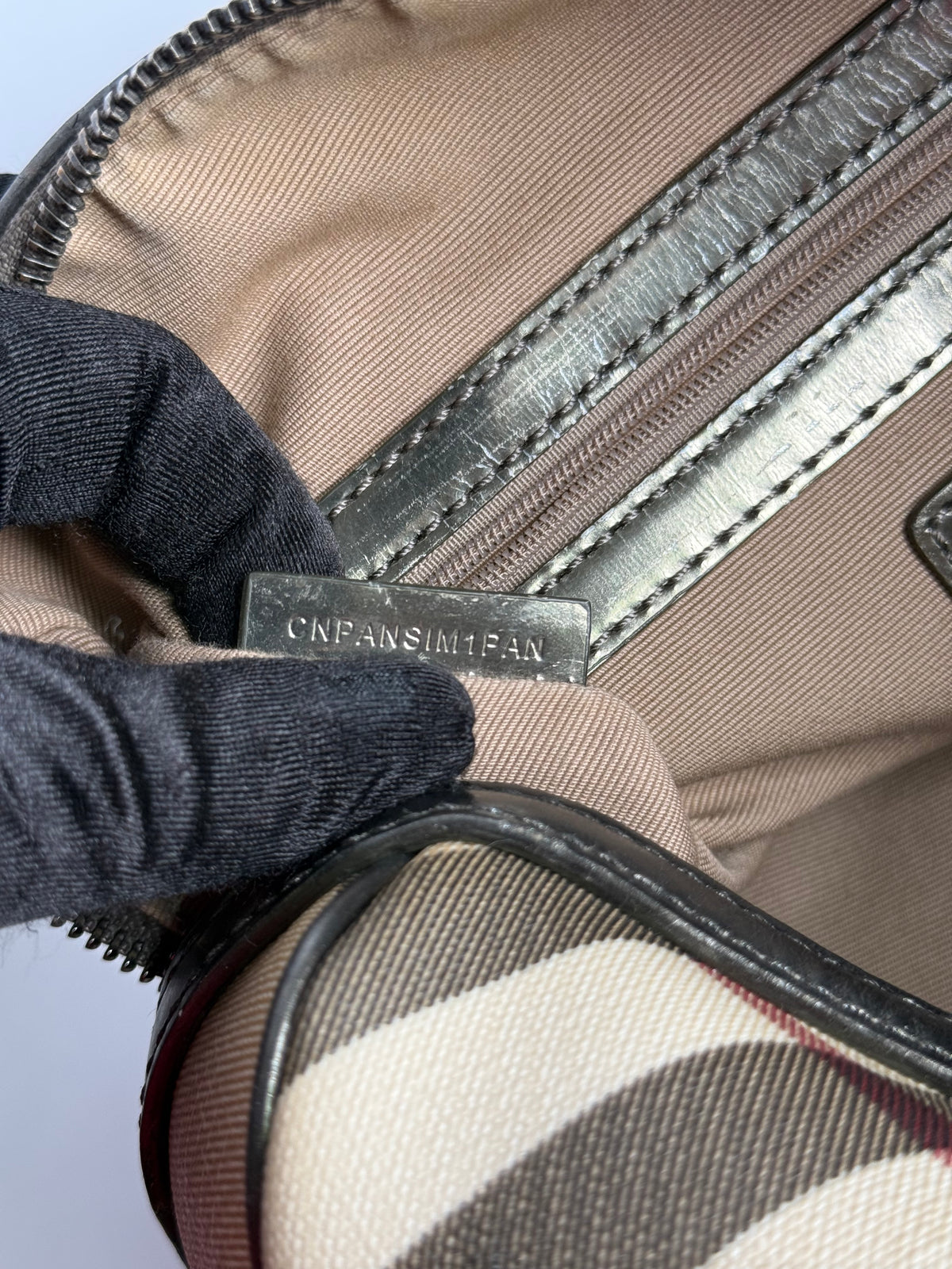 Burberry Grey/Metallic Small Nova Check Bowling Bag