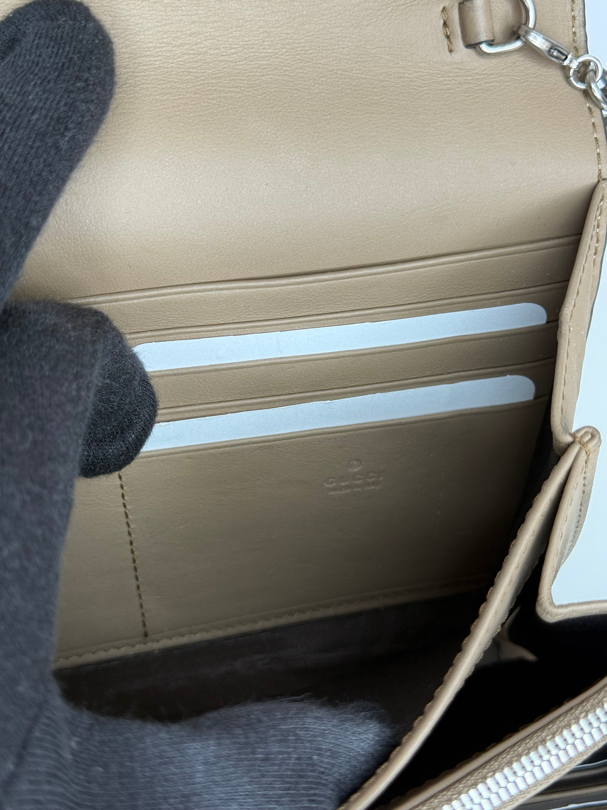 Gucci Dionysus GG Supreme Beige/Ebony Chain Wallet