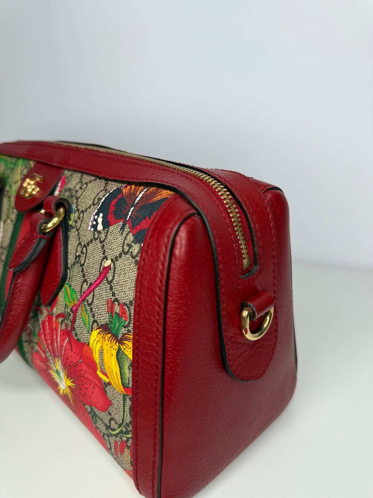 Gucci Ophidia Flora GG Coated Canvas Boston Bag