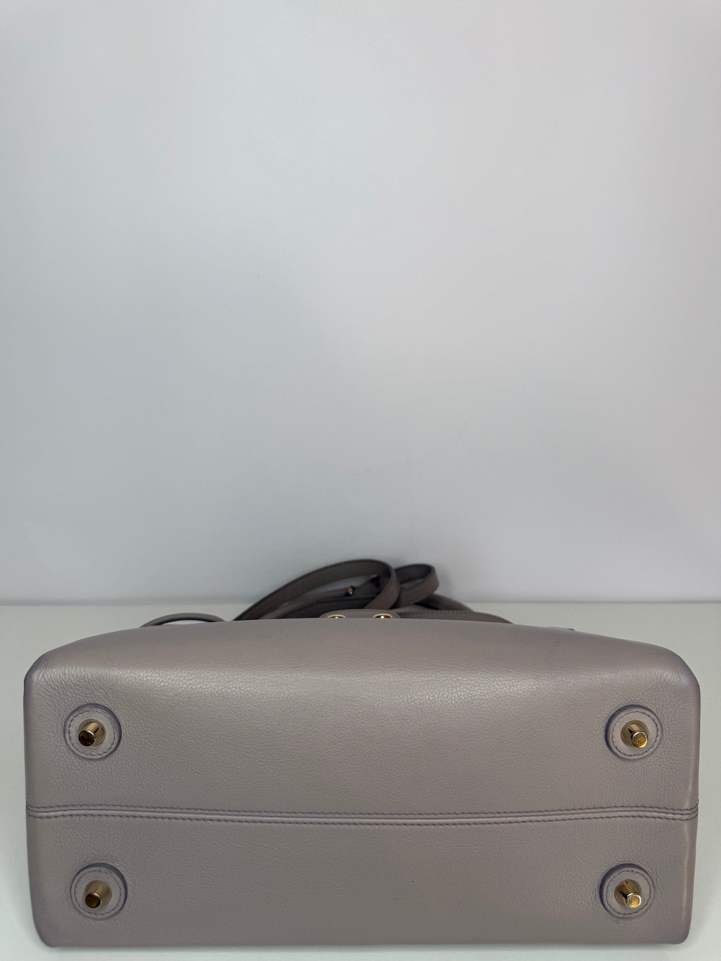 Christian Dior Grey Leather New Lock Top Handle Bag