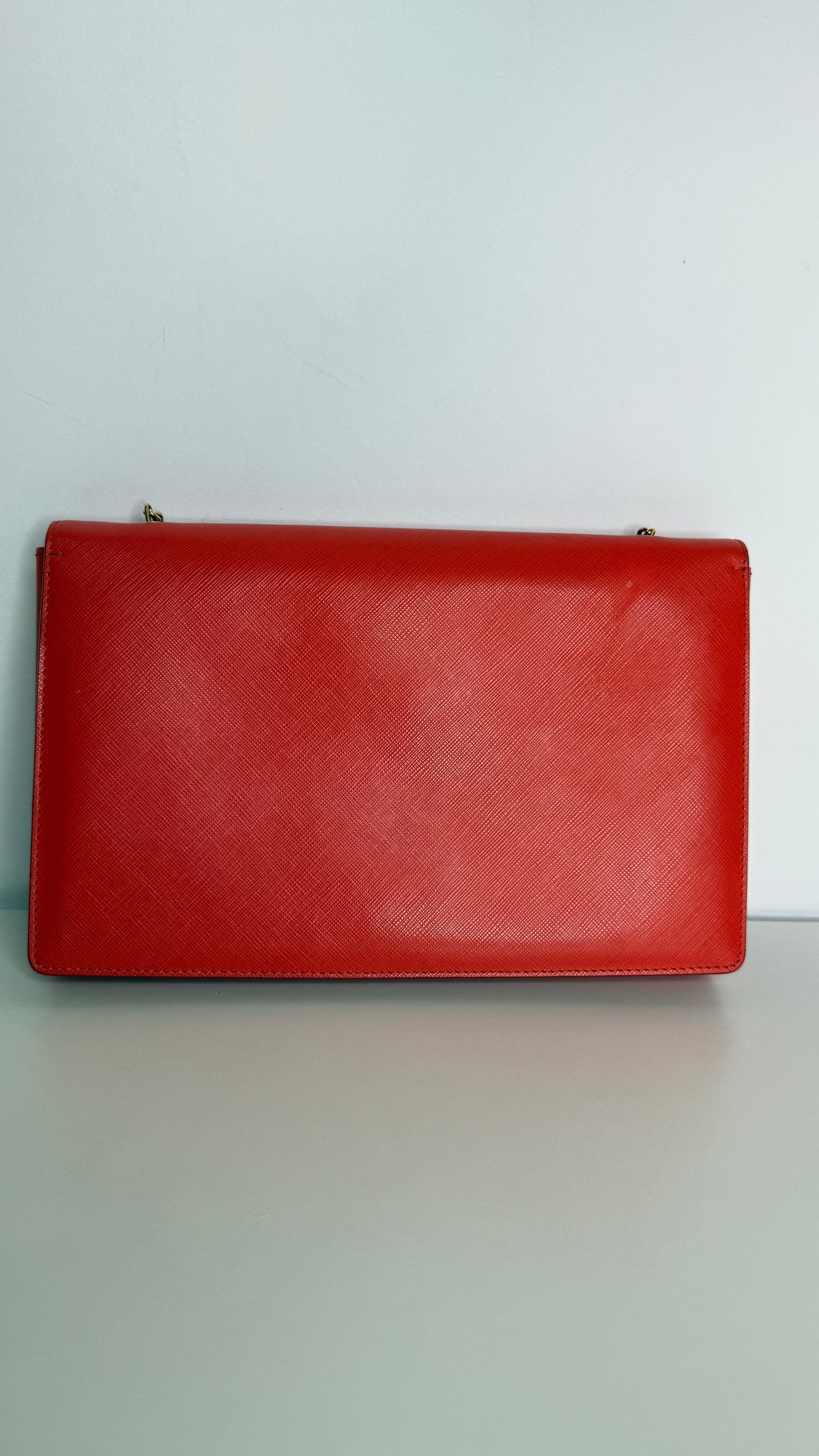 Salvatore Ferragamo Red Leather Vara Bow Chain Shoulder Bag