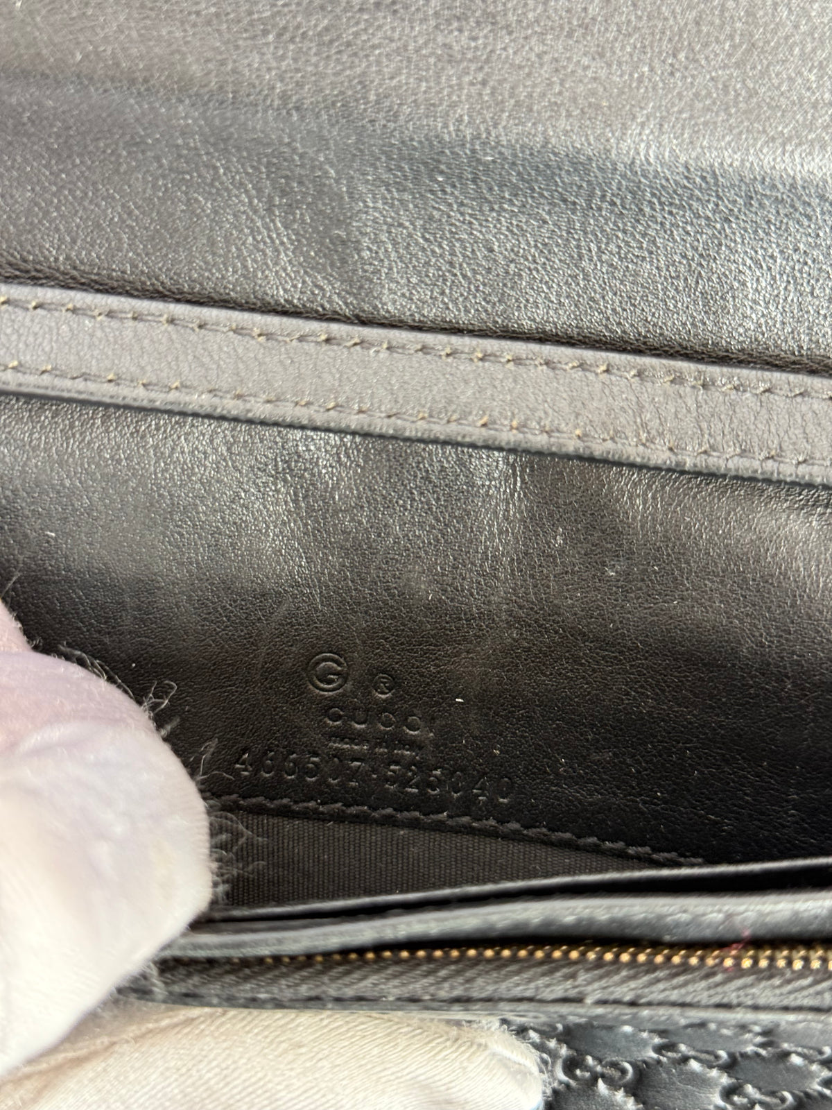 Gucci Black Microguccissima Wallet on Strap Crossbody Bag