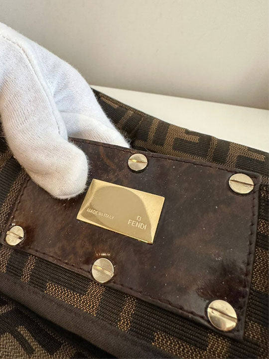 Fendi Tobacco Zucca Print Canvas Small Mia Tote Bag