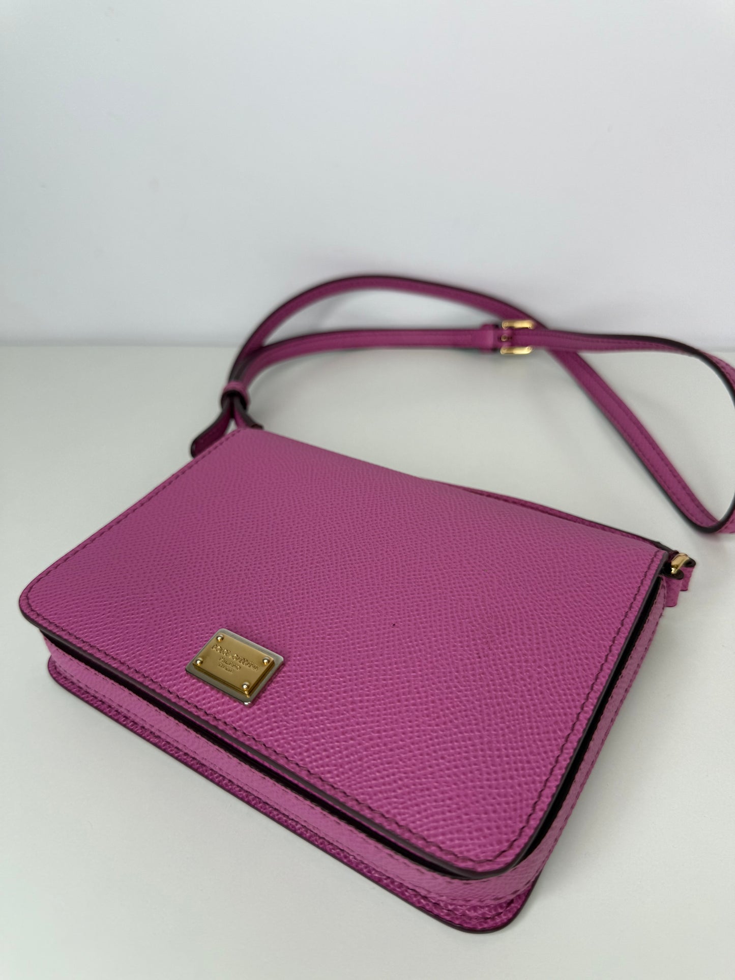 Dolce Gabbana Pink Dauphine Leather Mini Crossbody Bag