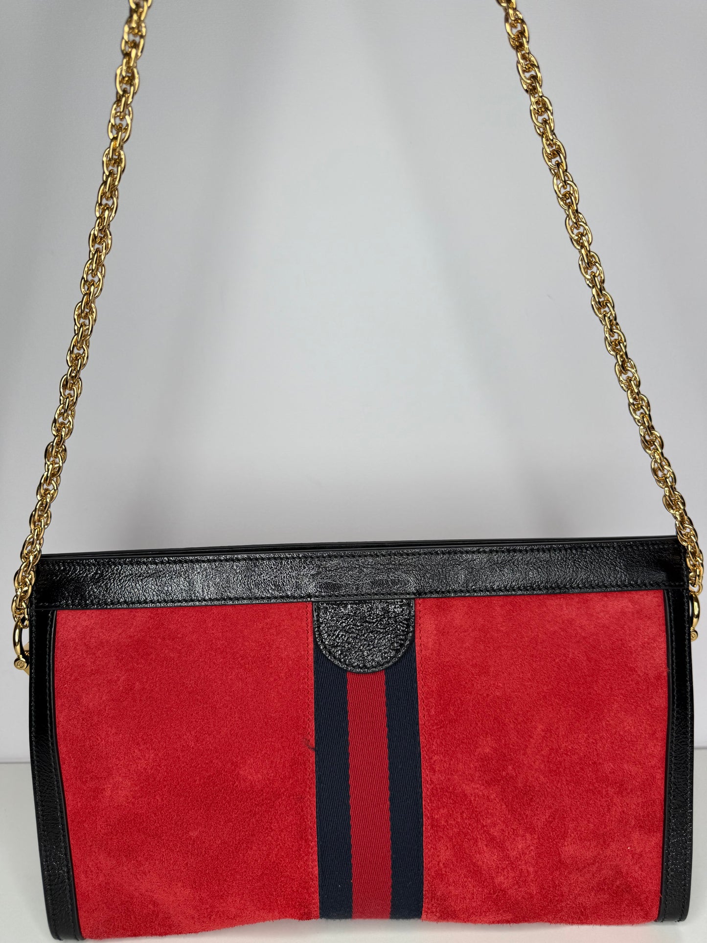 Gucci Ophidia Medium Red Suede Chain Crossbody Bag