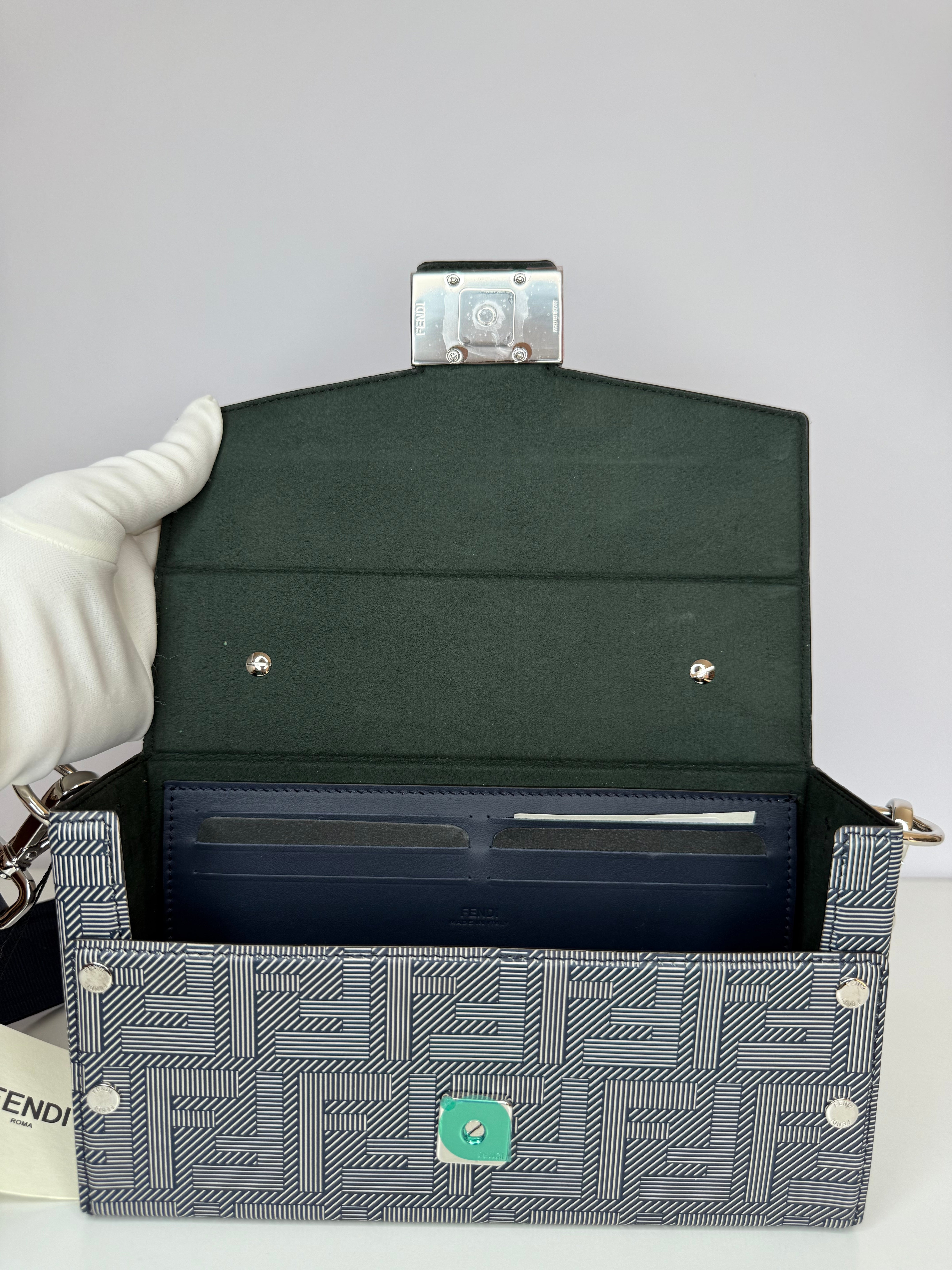 Fendi Baguette Soft Trunk Messenger Bag Blue