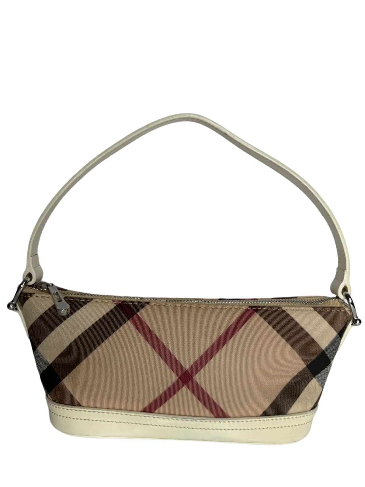 Burberry Nova Check Mini Boat Pochette White Patent Leather (1)