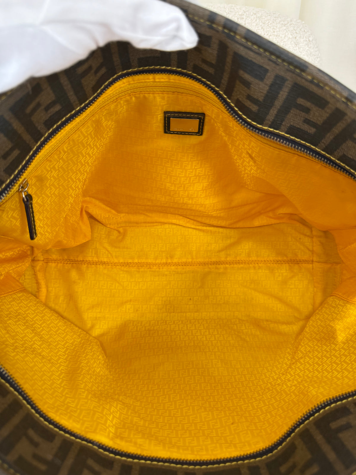 Fendi Tobacco Zucca Print Coated Canvas Roll Tote Bag