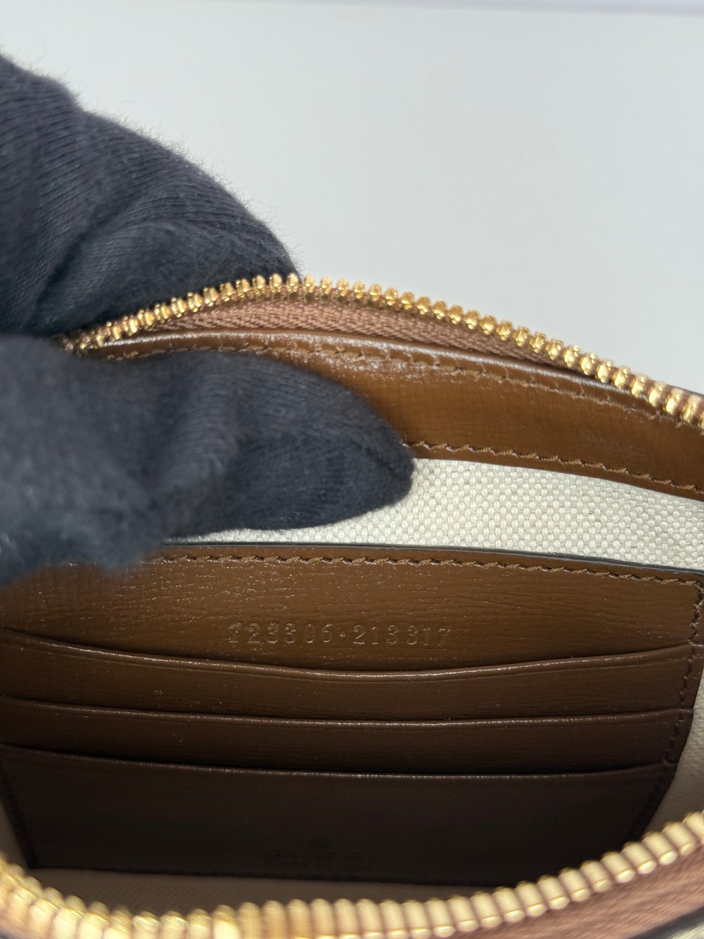 Gucci GG Coated Canvas Interlocking G Patch Wristlet Mini Messenger Bag