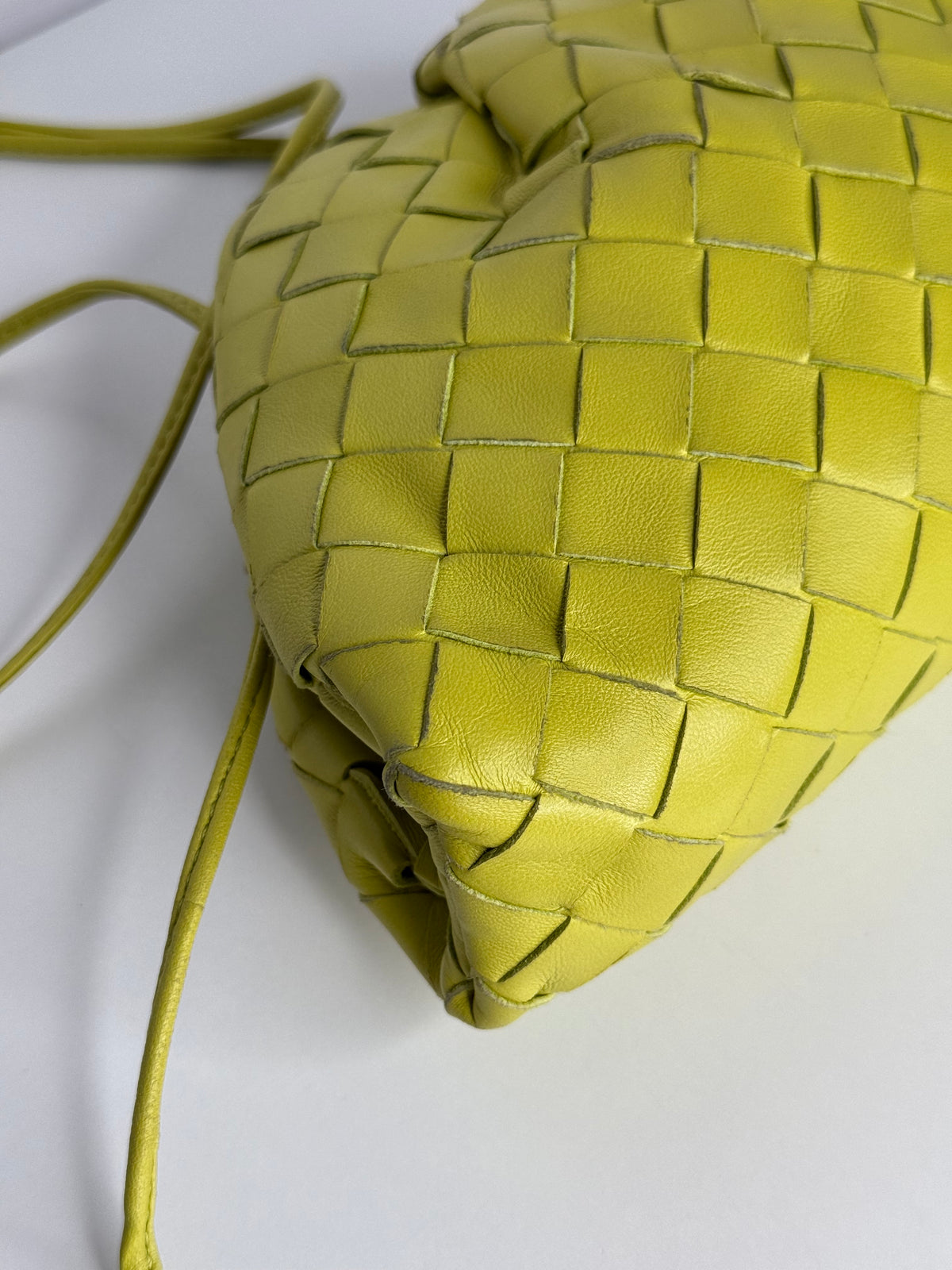 Bottega Veneta The Pouch Mini Intrecciato Kiwi Leather Clutch Bag