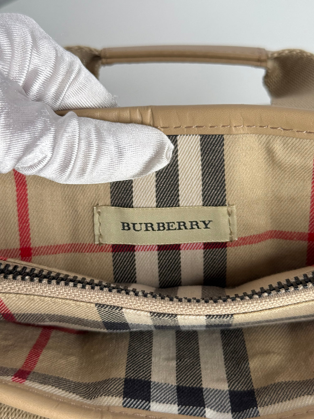 Burberry Mini Cabas Beige Quilted Canvas Tote