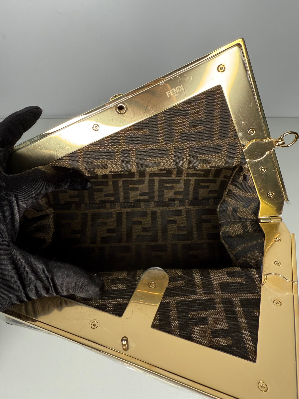 Fendi First Midi Brown FF Jacquard Bag