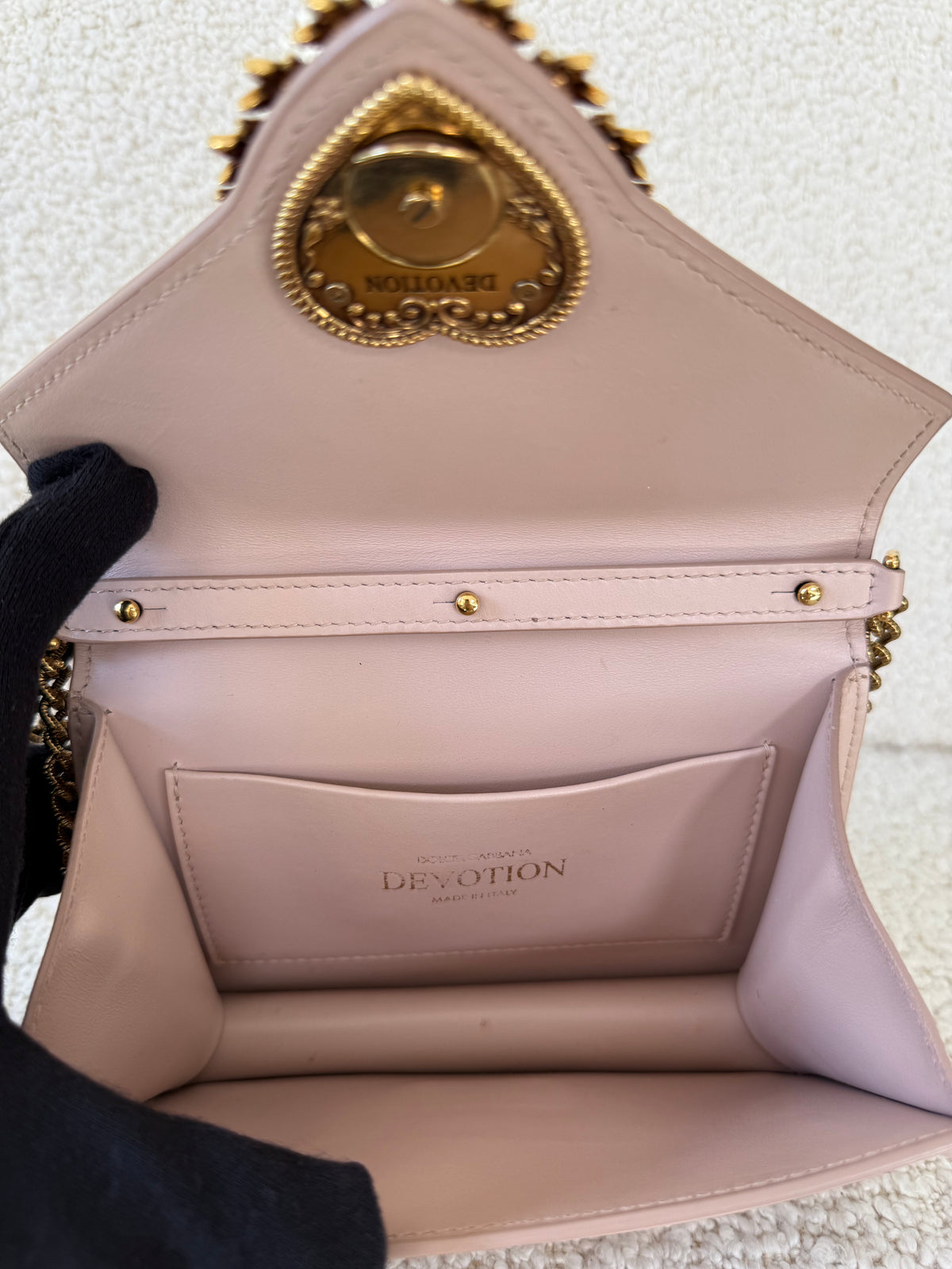 Dolce Gabbana Small Smooth Calfskin Devotion Bag Cream