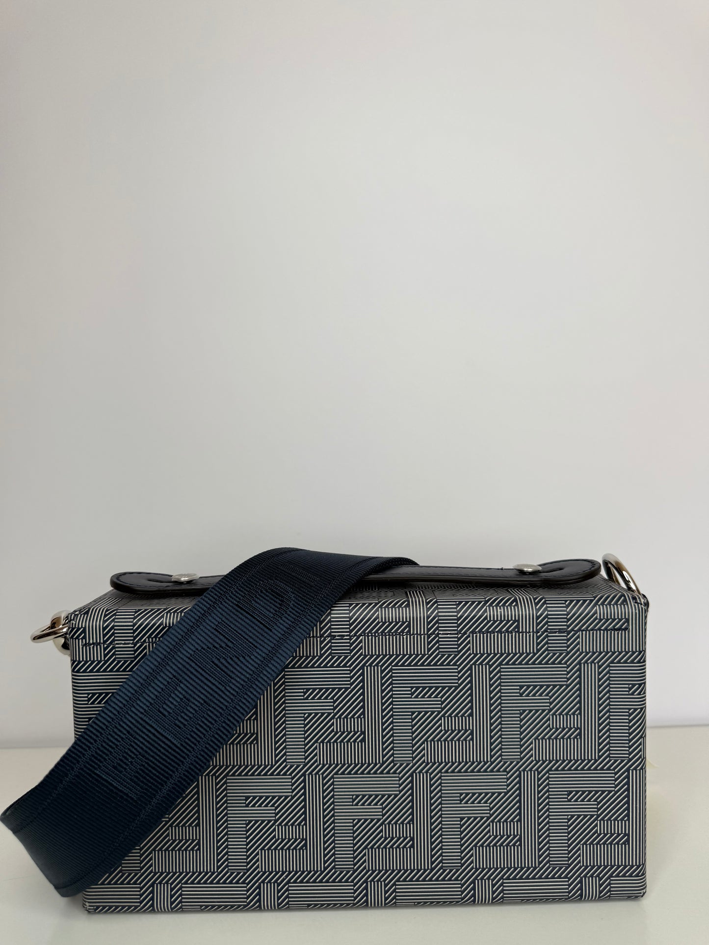 Fendi Baguette Soft Trunk Messenger Bag Blue