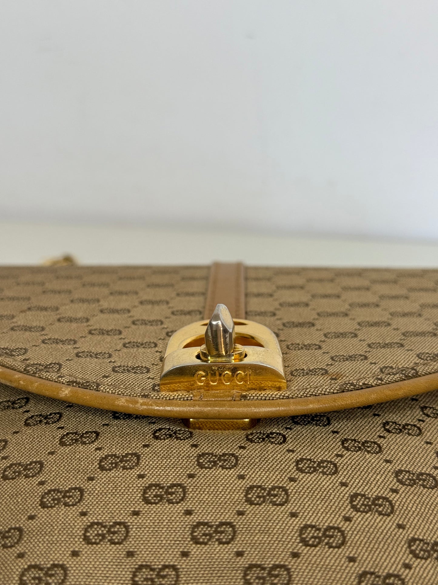 Gucci Vintage Brown Micro GG Canvas Crossbody Bag