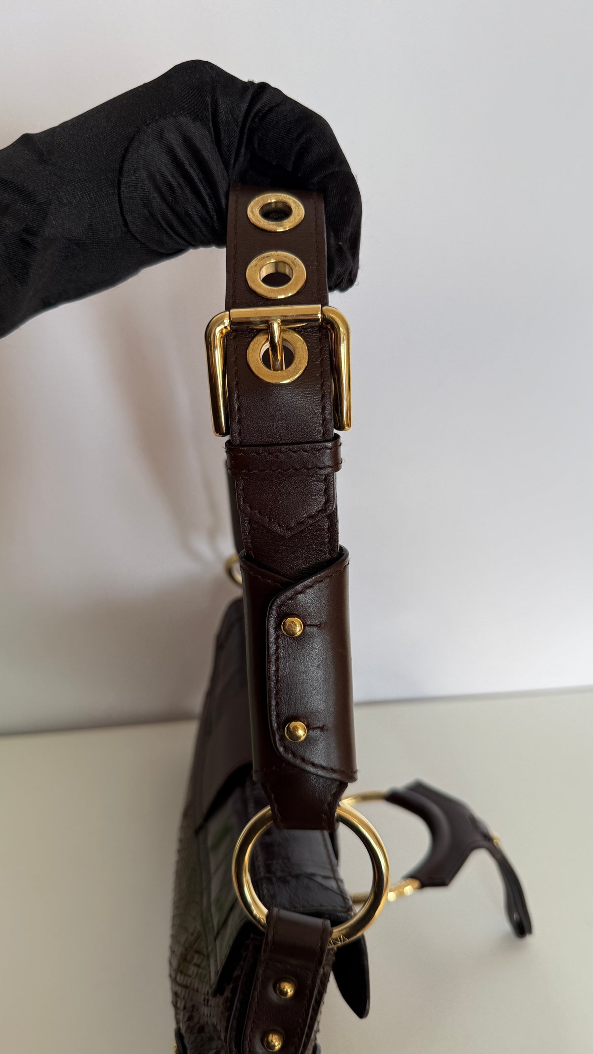 Dolce Gabbana Python & Eel D-Ring Bag Brown Chocolate