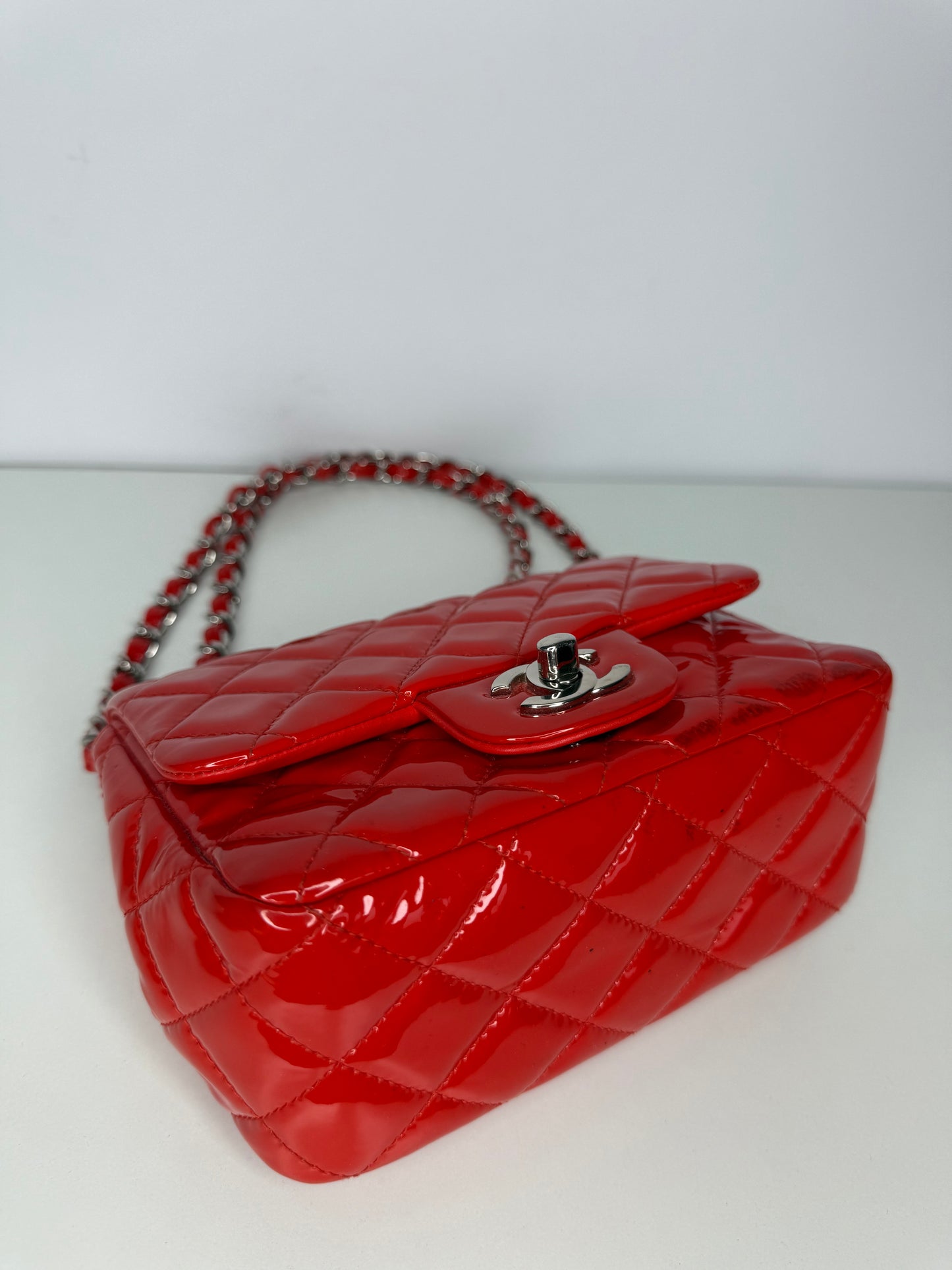 Chanel Classic Mini Flap Red Quilted Patent Leather