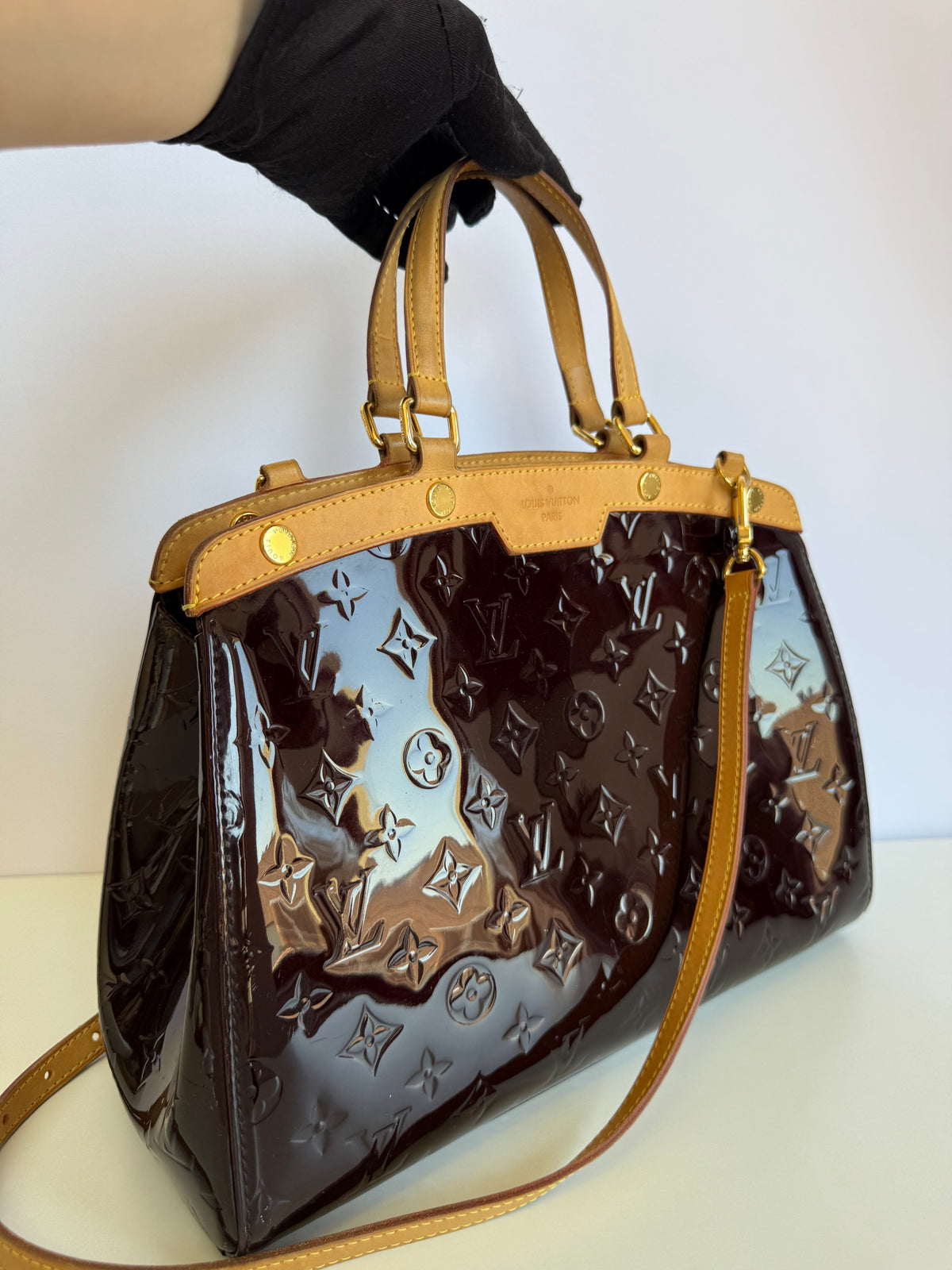 Louis Vuitton Amarante Monogram Vernis Brea MM Bag