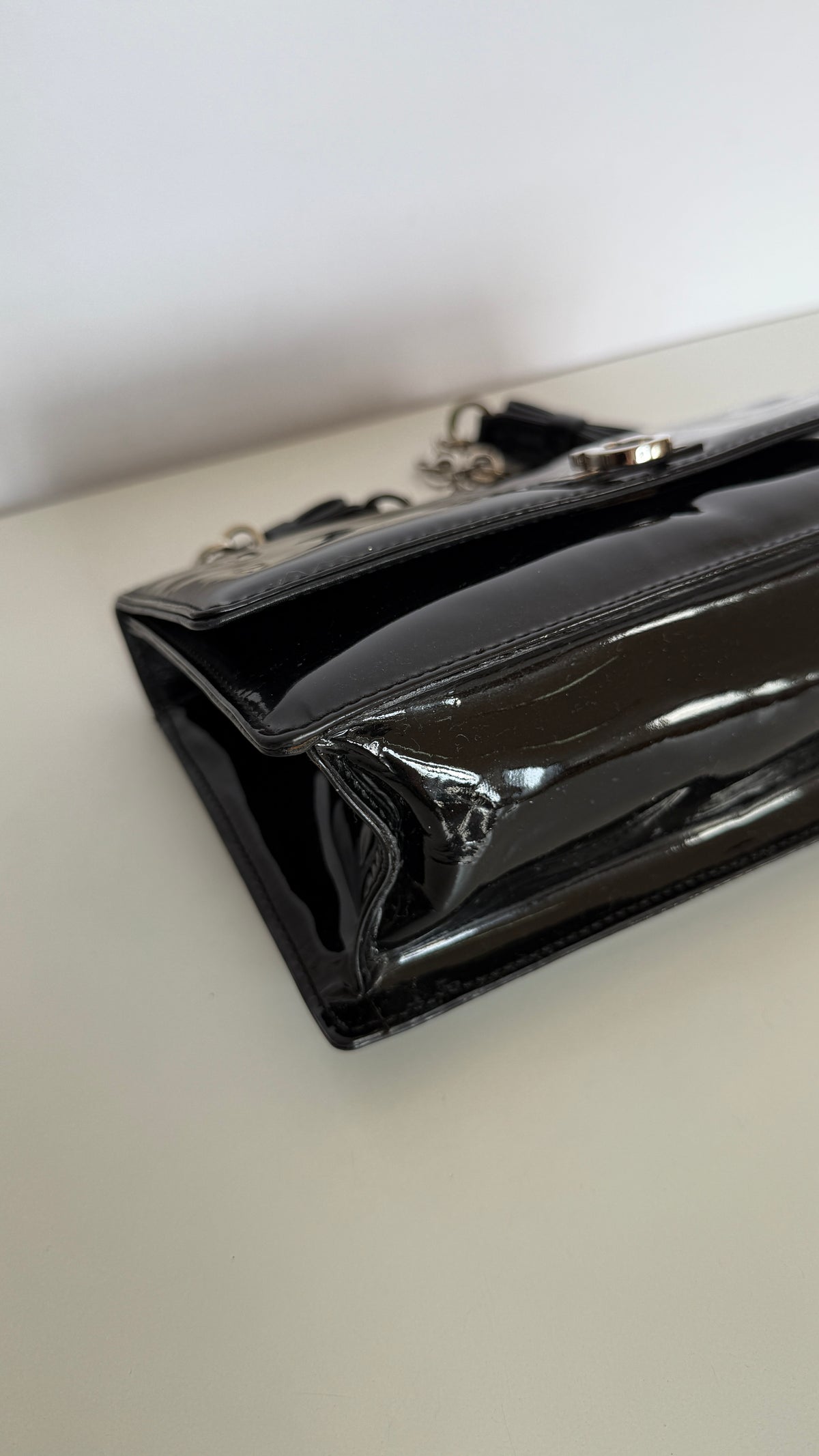 Salvatore Ferragamo Gancini Lock Black Patent Leather