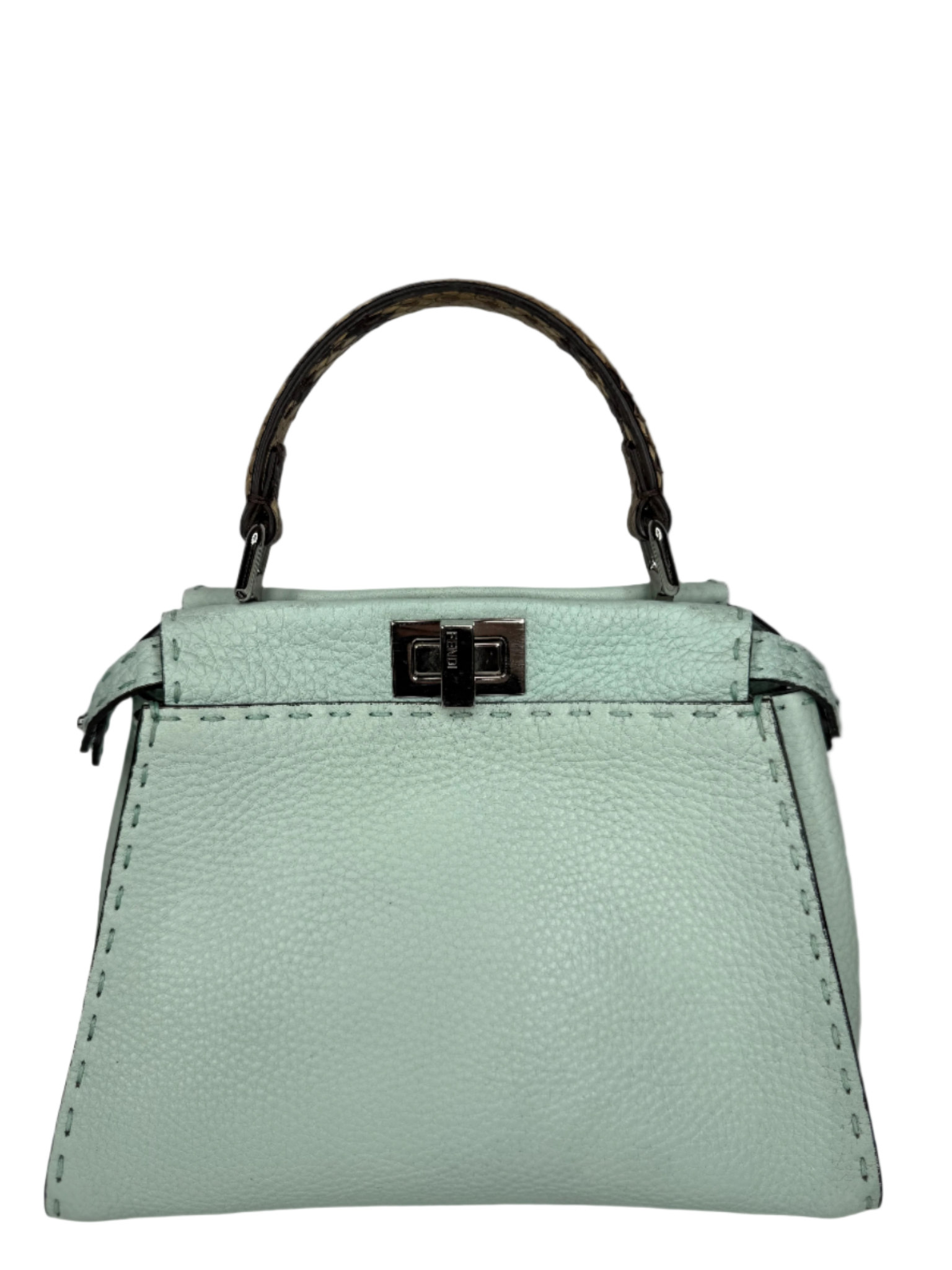 Fendi Mini Peekabbo Selleria Mint Green Python Top Handle