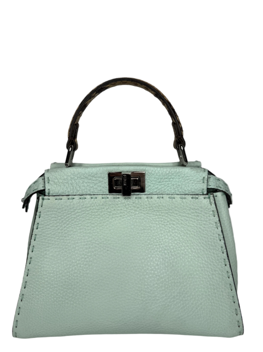Fendi Mini Peekabbo Selleria Mint Green Python Top Handle