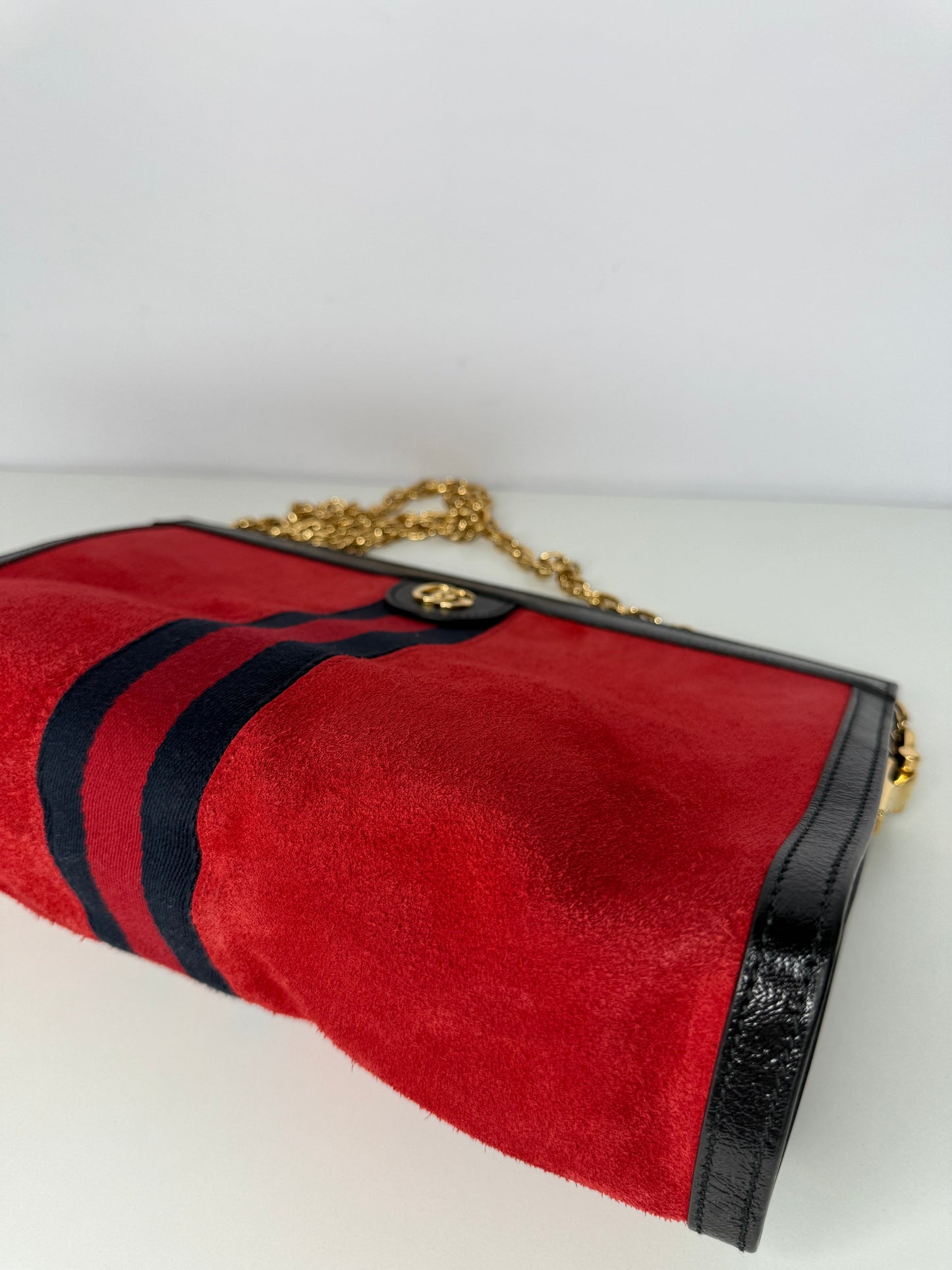 Gucci Ophidia Medium Red Suede Chain Crossbody Bag