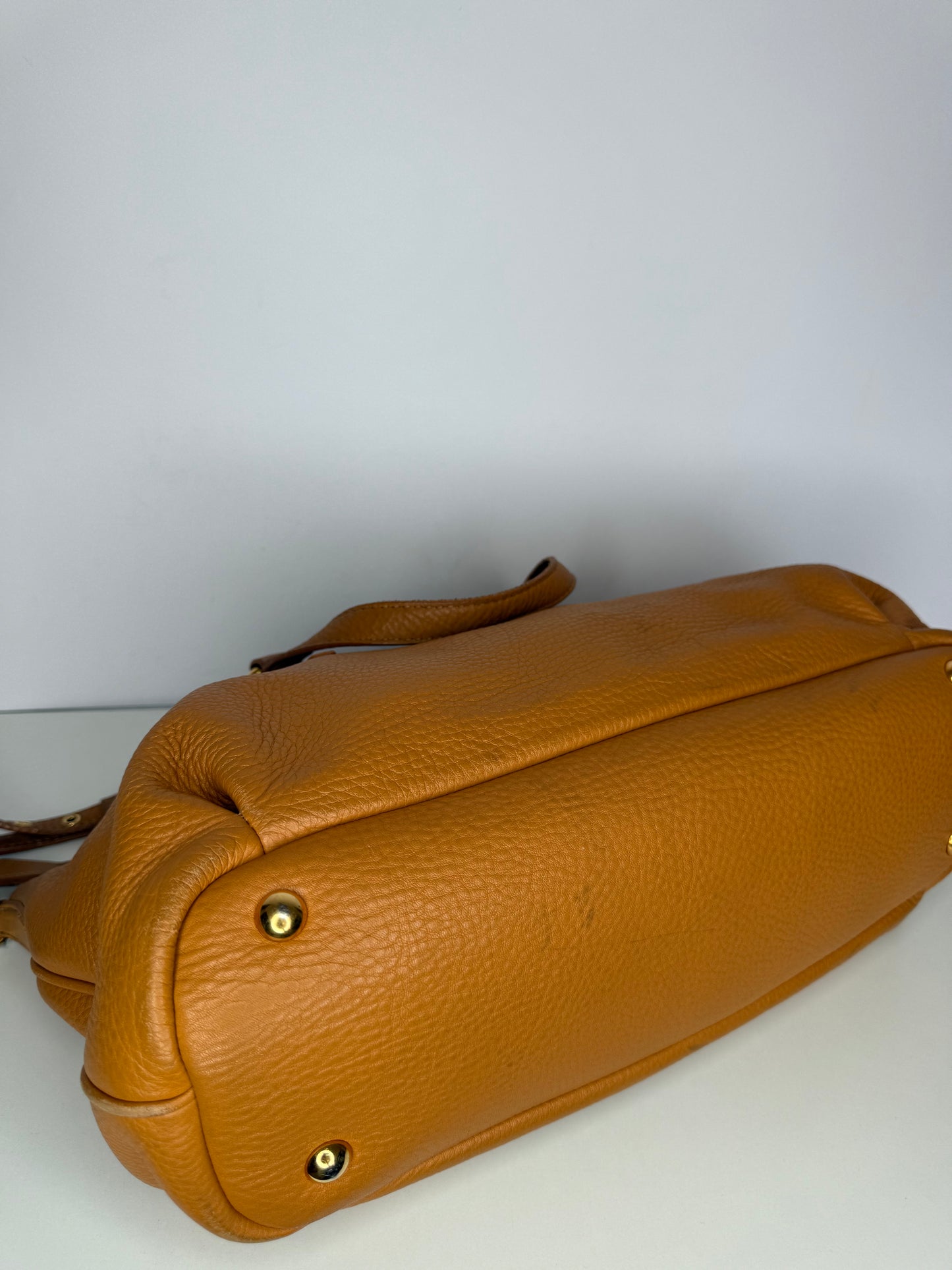 Miu Miu Camel Vitello Caribu Leather East/West Bag