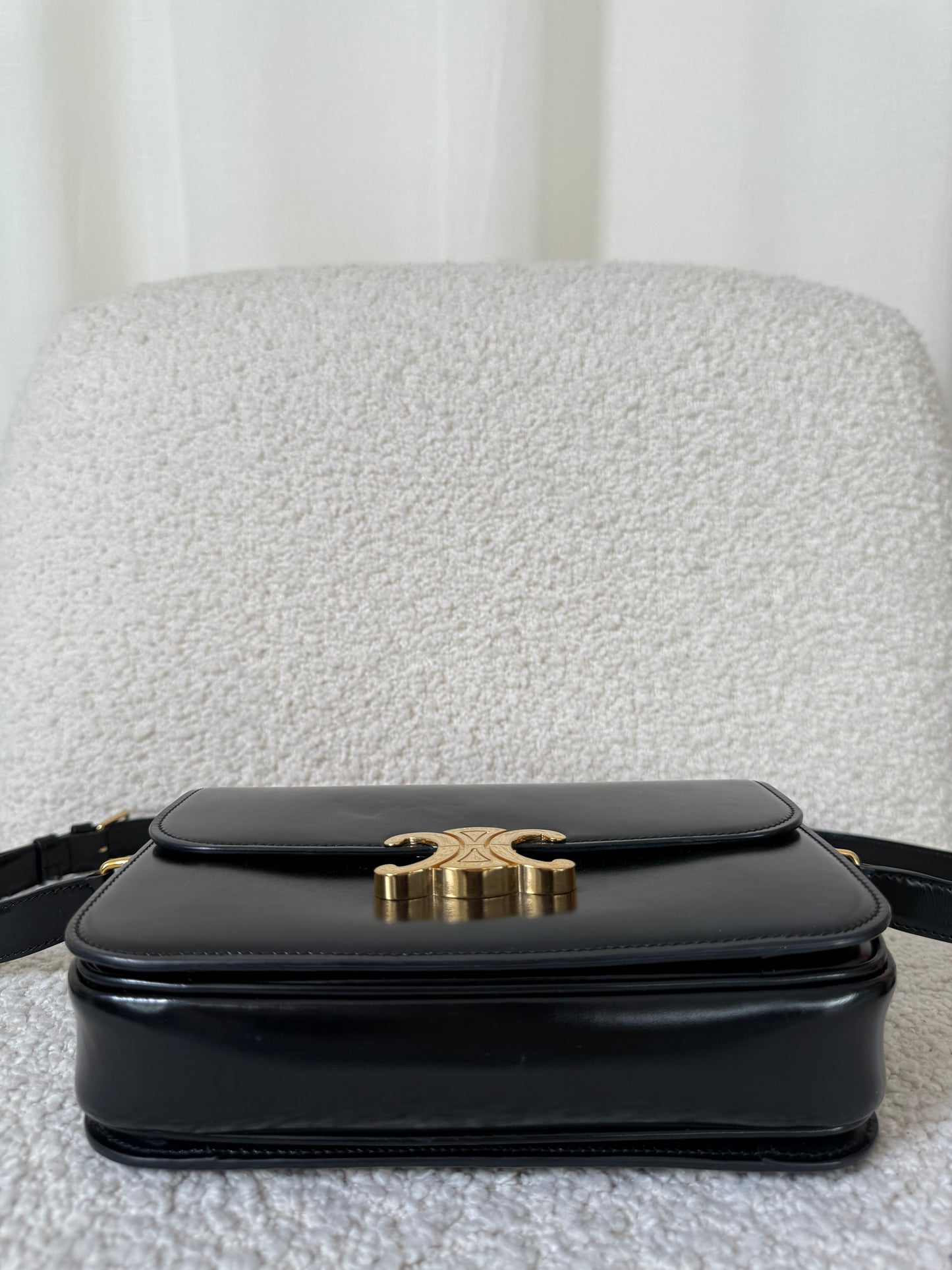 Celine Classique Triomphe Bag in Black Shiny Calfskin