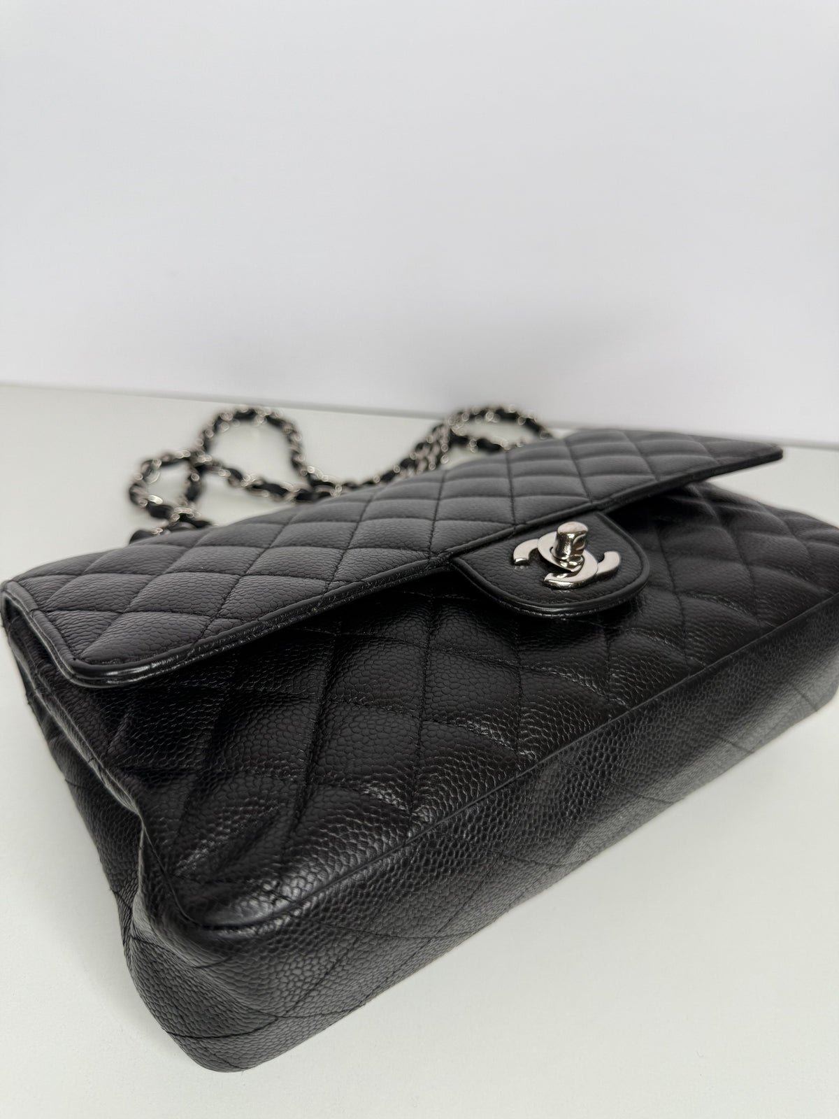 Chanel Classic Double Flap Medium Black Caviar Silver Hardware