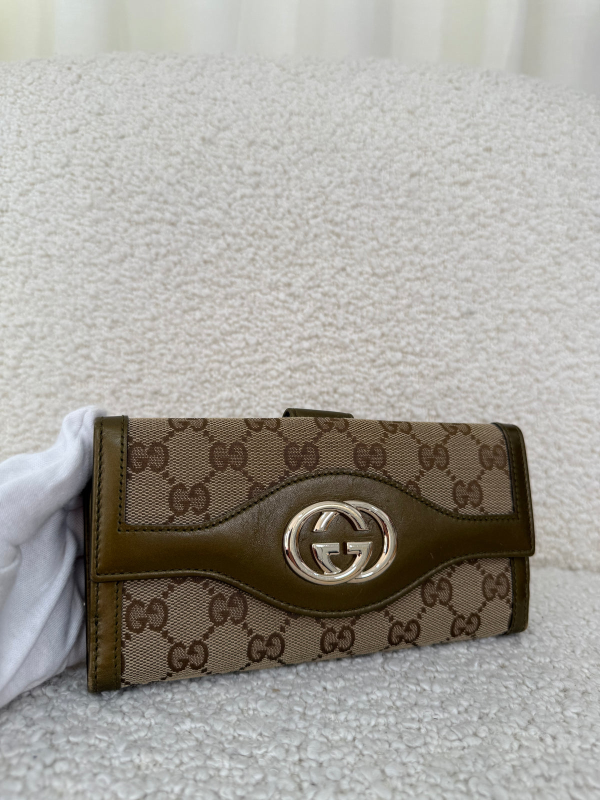 Gucci GG Interlocking Canvas Bifold Long Wallet Brown