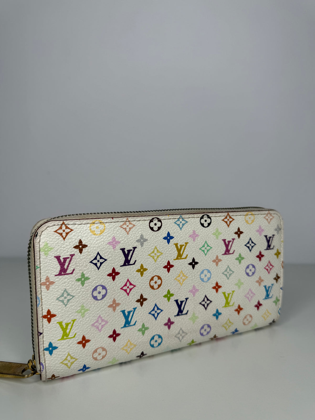 Louis Vuitton x Murakami White Monogram Multicolore Canvas Zippy Wallet
