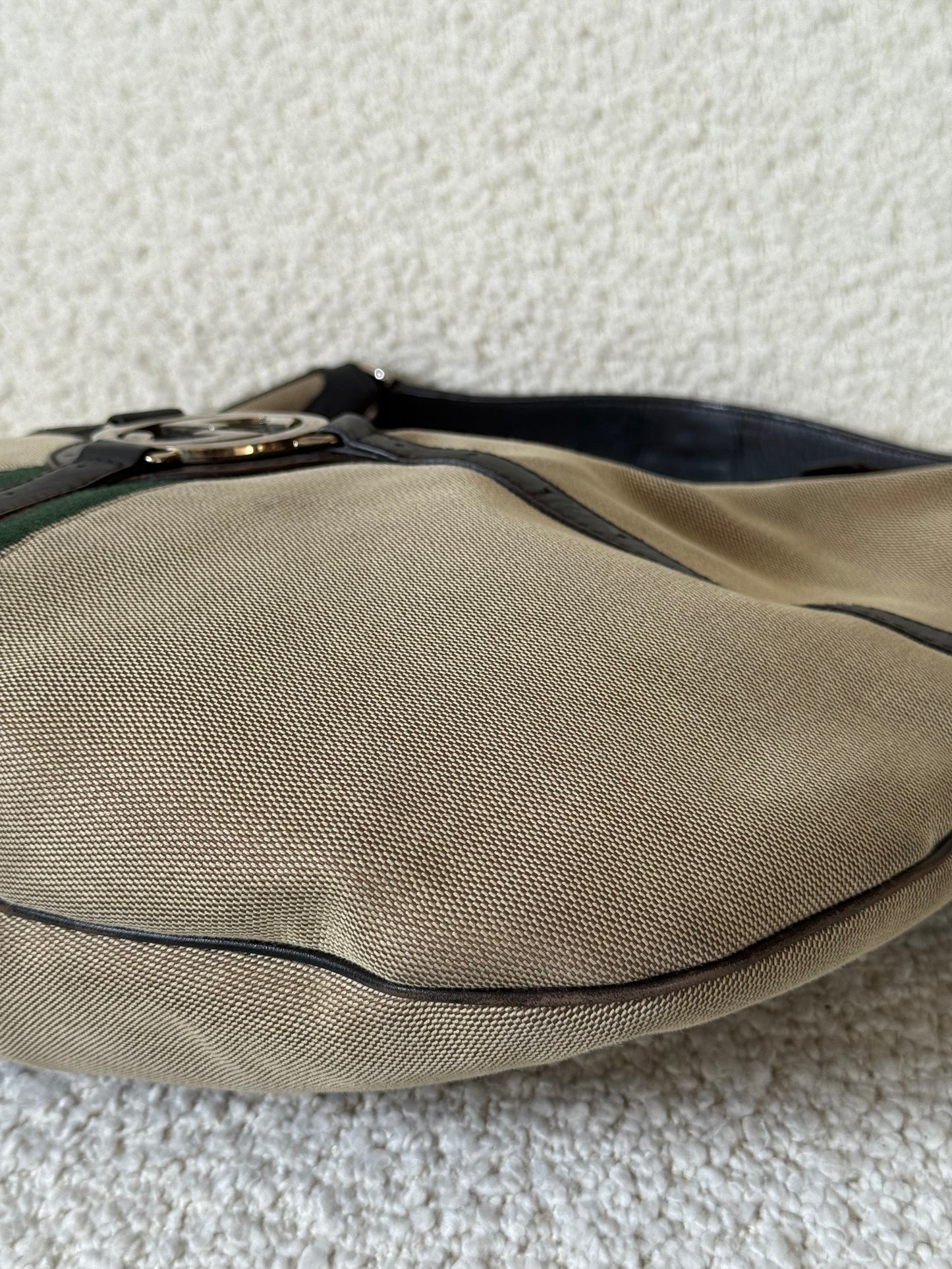 TEST Gucci Beige Canvas Web Reins Large Hobo (Copy)