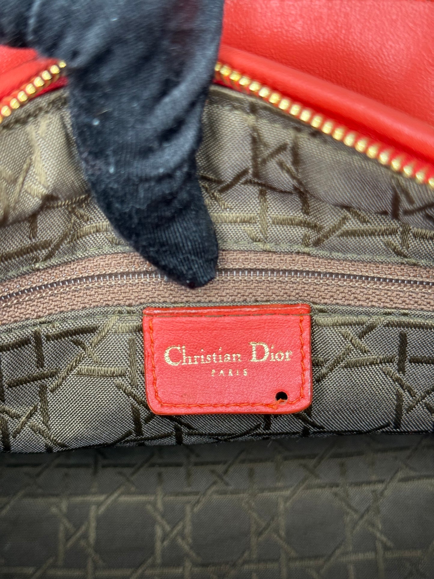 Christian Dior Vintage Orange Tweed Lady Dior Medium Bag
