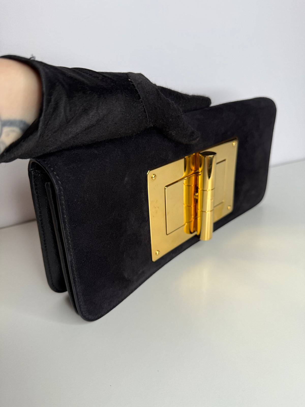 Tom Ford Black Nubuck Leather Natalia Clutch