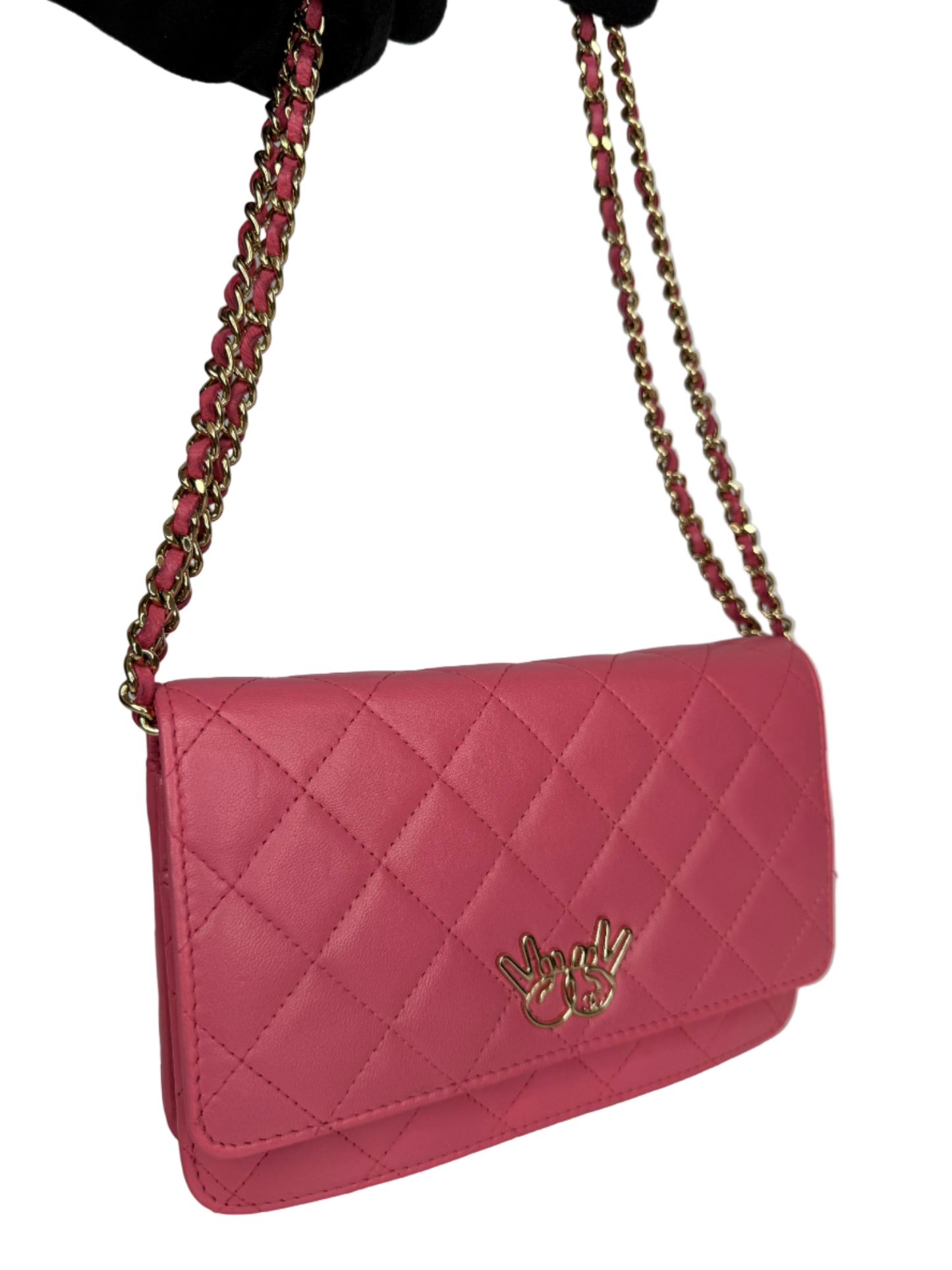 Chanel Pink Quilted Lambskin Emoticon Wallet on Chain