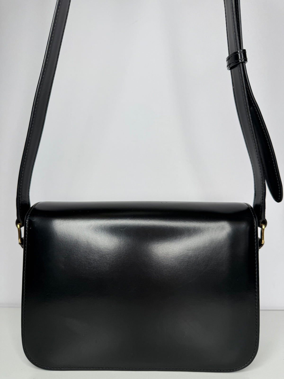Celine Classique Triomphe Bag in Black Shiny Calfskin
