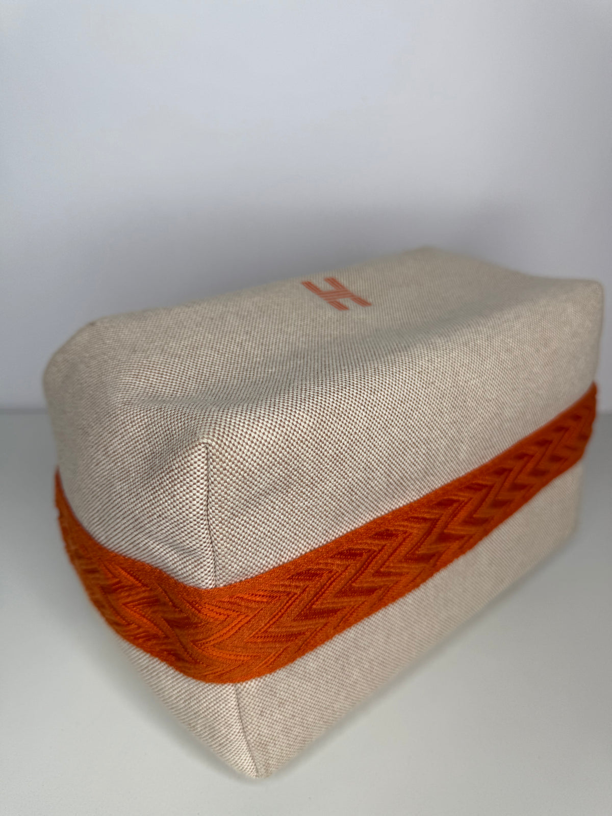 Hermes Canvas Large Bride-A-Brac Pouch Natural Orange