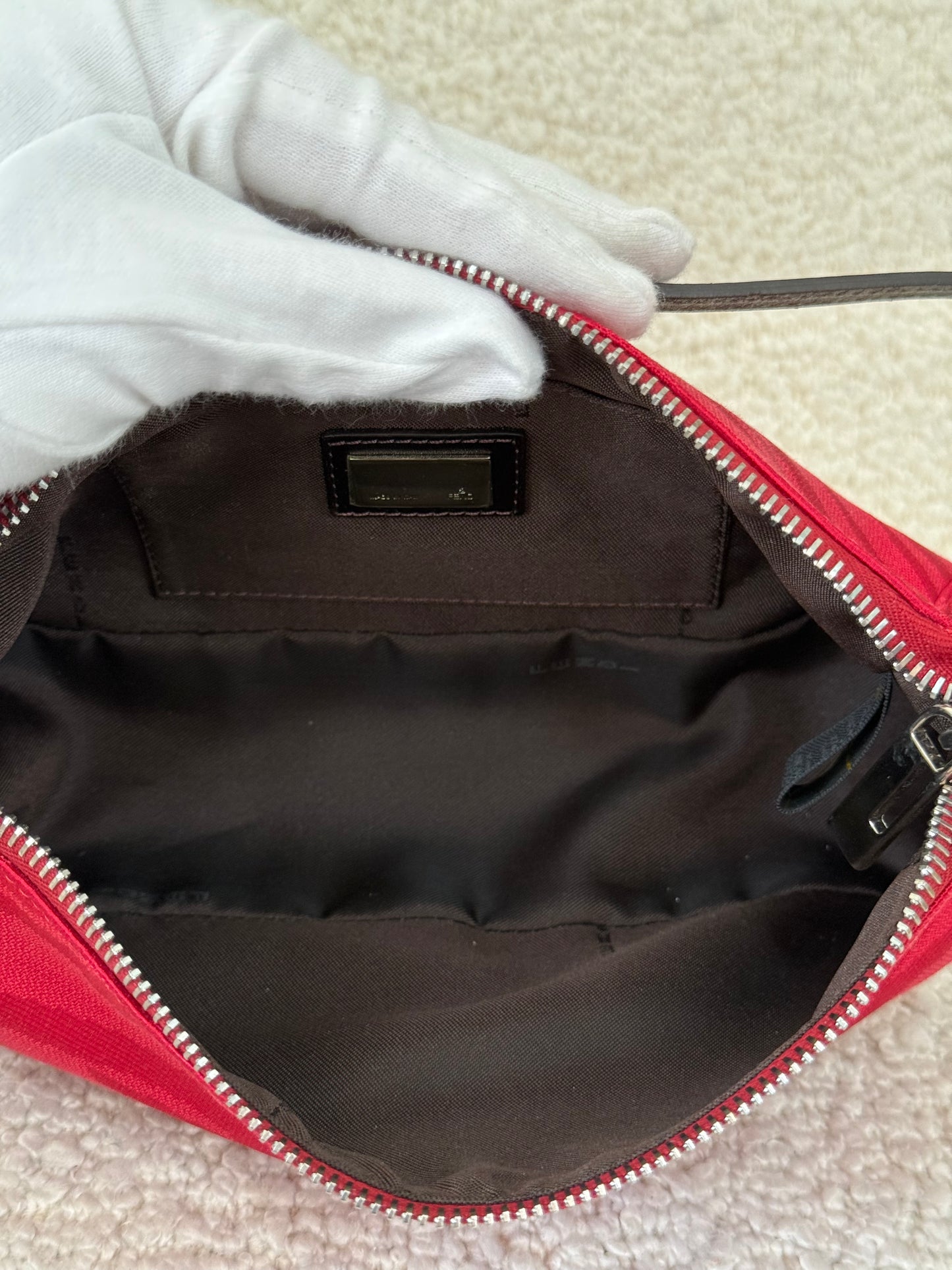 Fendi Red Printed Canvas Pochette