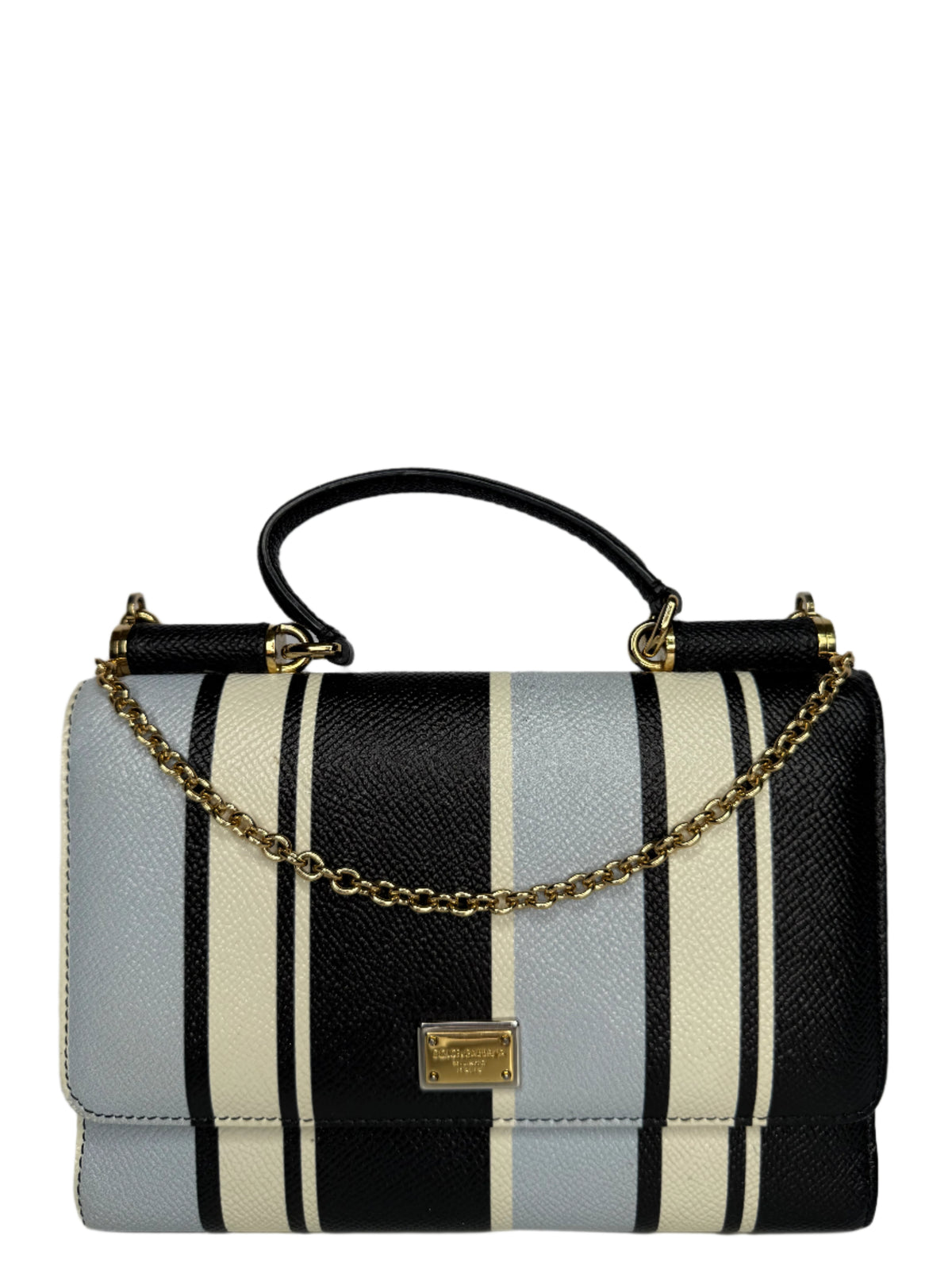 Dolce Gabbana Multicolor Striped Leather Sicily Smart Gloss Wallet on Chain