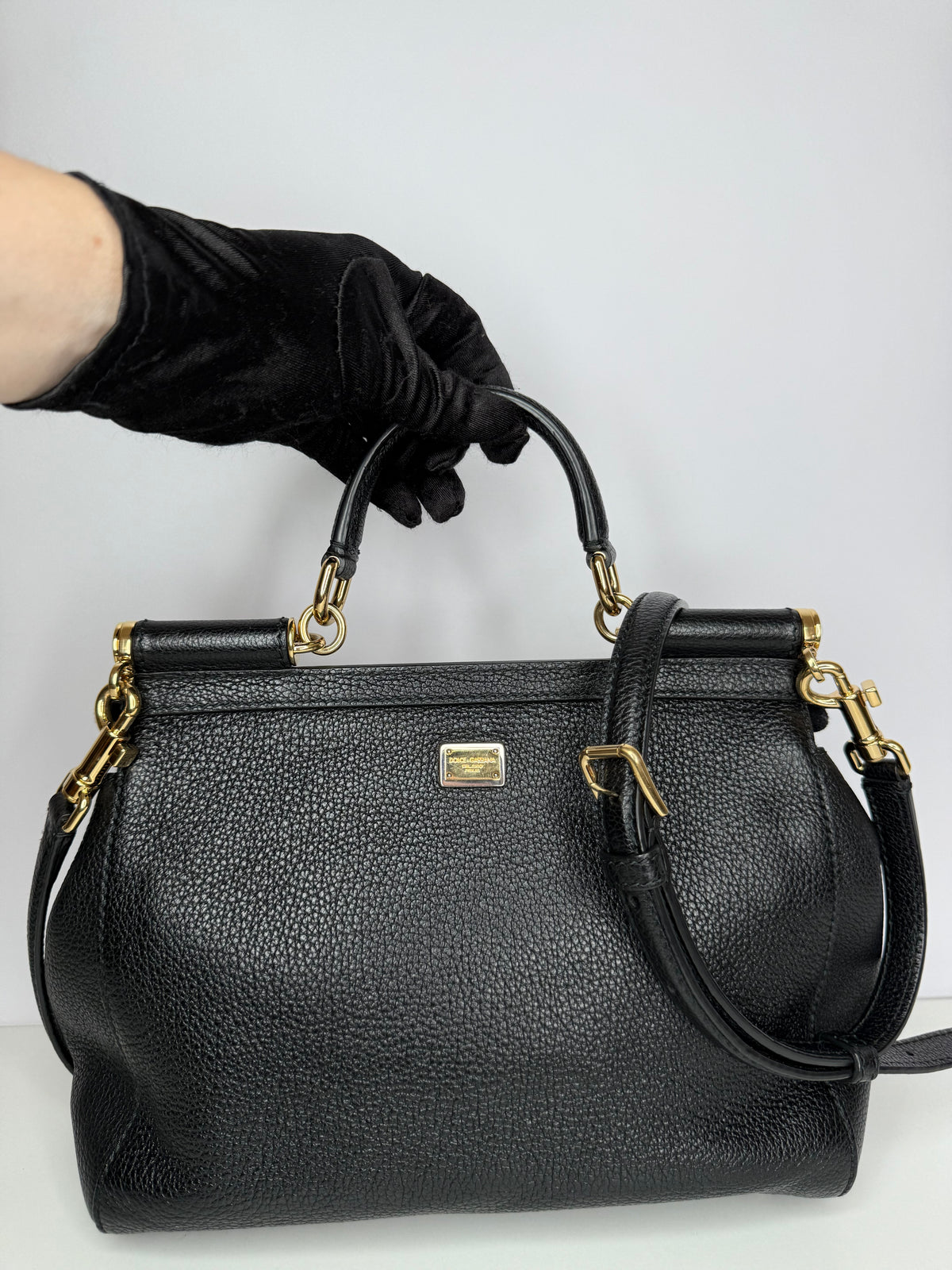 Dolce Gabbana Limited Edition  Embellished Medium Sicily Black Leather