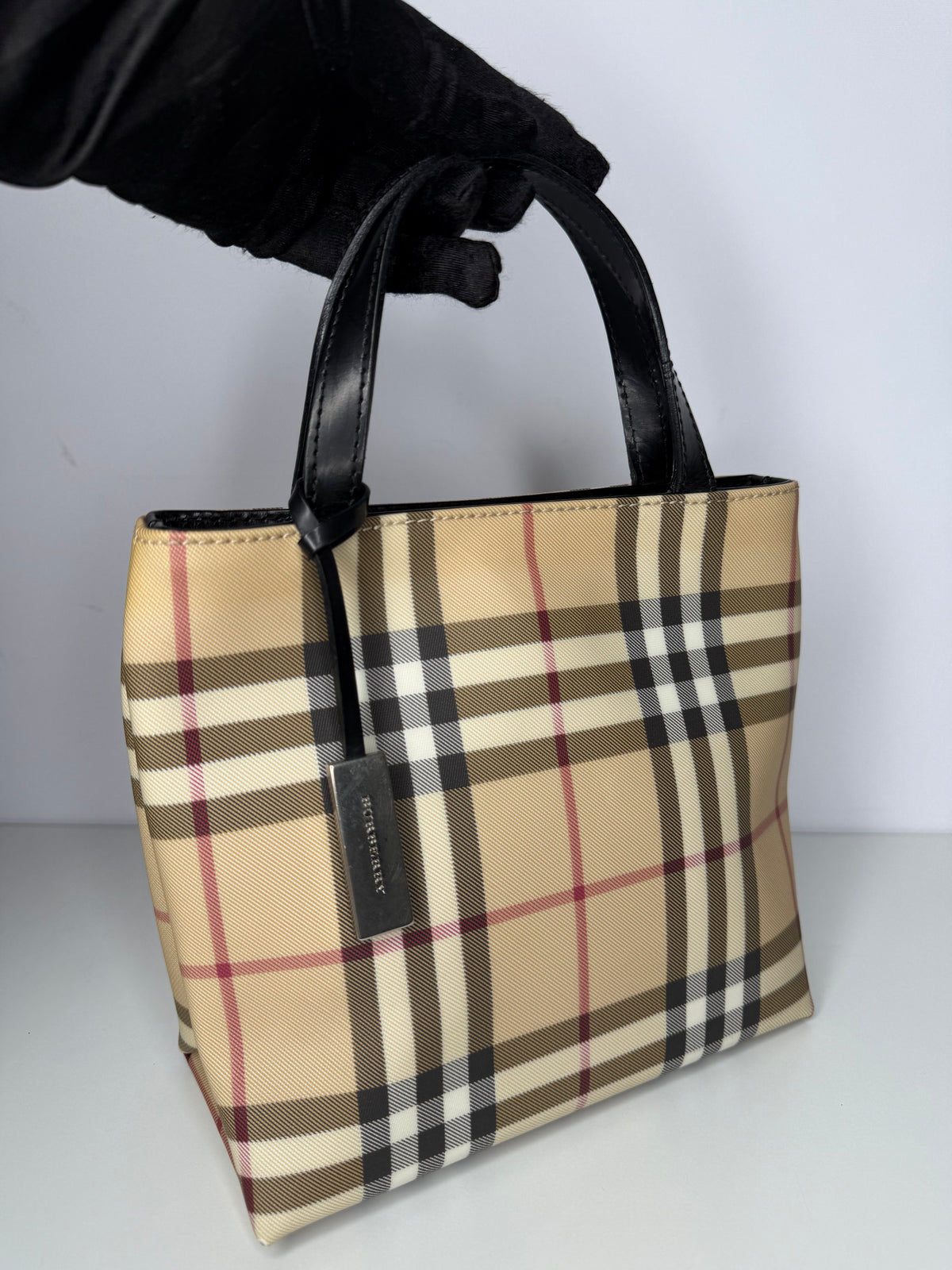 Burberry Nova Check Mini Tote Bag PVC Leather