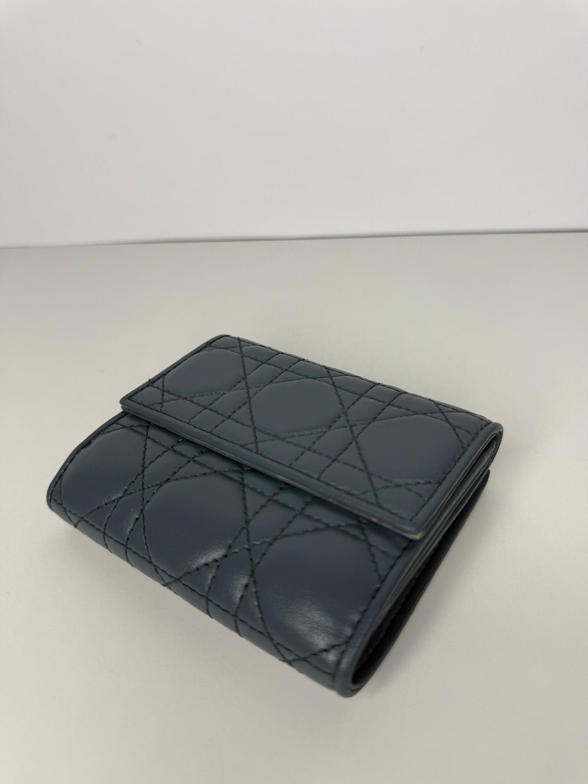 Christian Dior Lady Dior Lotus Wallet Deep Blue Cannage Lambskin