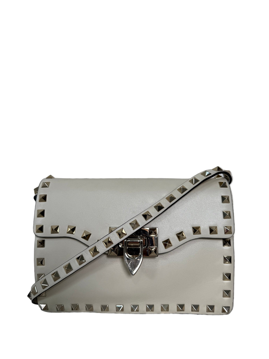Valentino Garavani Rockstud Smooth Calfskin Crossbody Bag Ivory